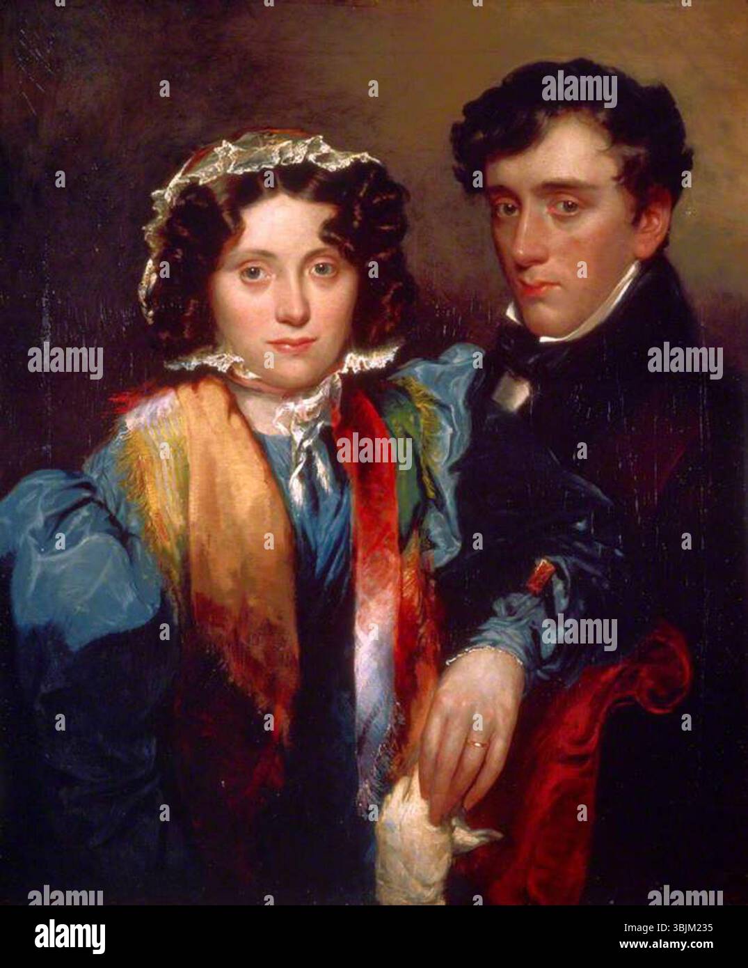 Lauder, Robert Scott; John Gibson Lockhart (1794-1854), figlio in Law e biografo di Scott, e Charlotte Sophia Scott (1799-1837), Mrs Lockhart; National Galleries of Scotland; http://www.artuk.org/artworks/john-gibson-lockhart-17941854-son-in-law-and-biographer-of-scott-and-charlotte-sophia-scott-17991837-mrs-lockhart-212826 Foto Stock