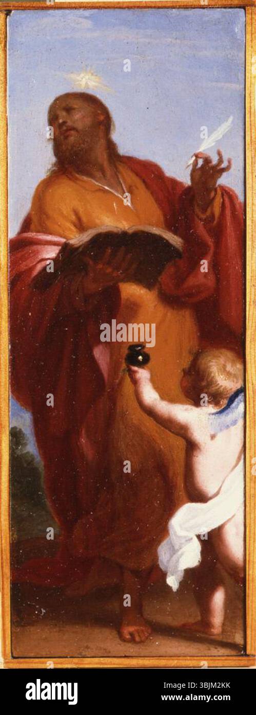 Attribuito a Matías de Torres (1635-1711), San Matteo fu dipinto tra il 1670 e il 1710. Questo olio su tavola raffigura San Matteo, l'Apostolo, in una rappresentazione tradizionale di figure bibliche. Foto Stock