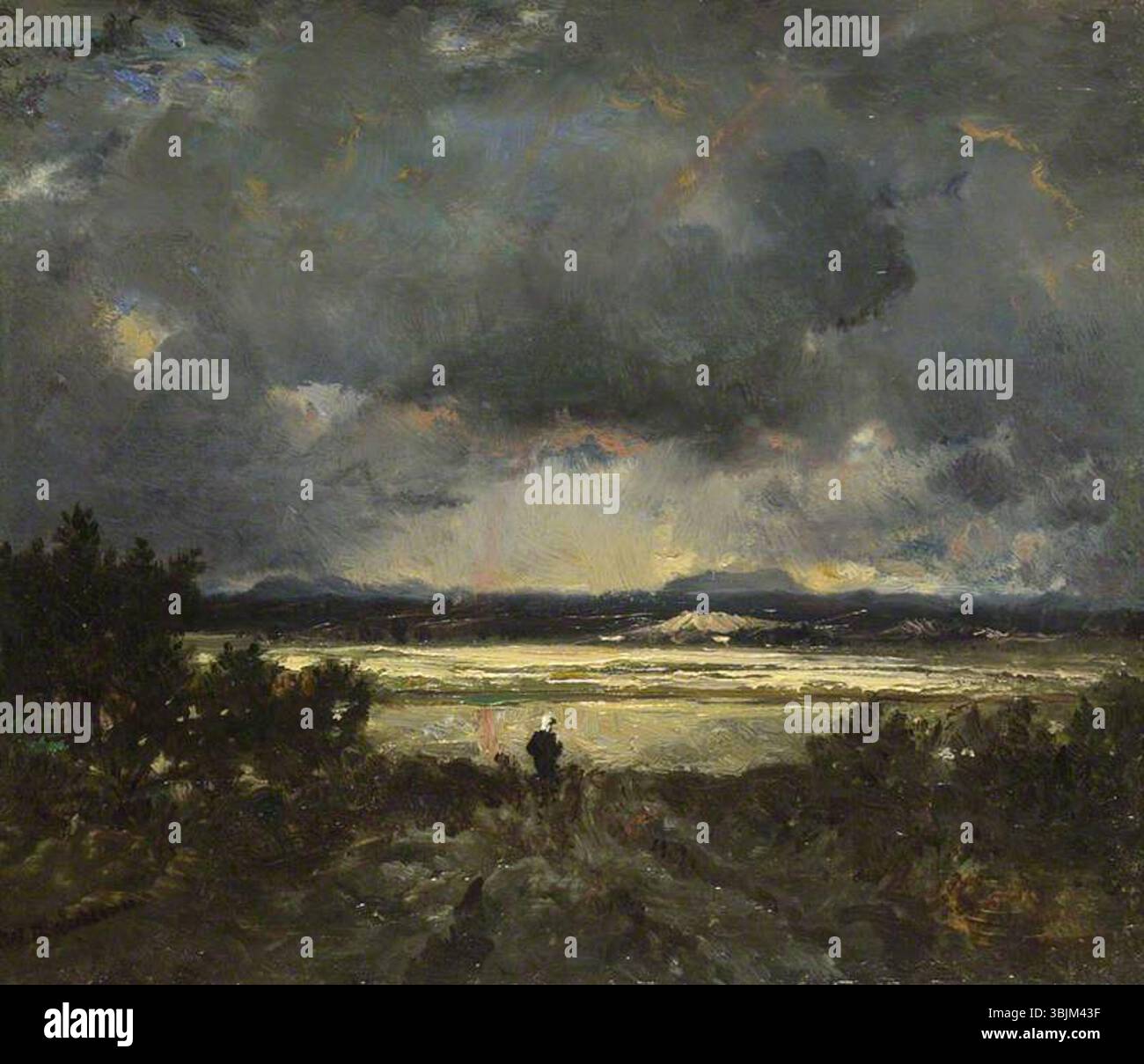 Rousseau, Theodore; Sunset in the Auvergne; The National Gallery, Londra; http://www.artuk.org/artworks/sunset-in-the-auvergne-115375 Foto Stock