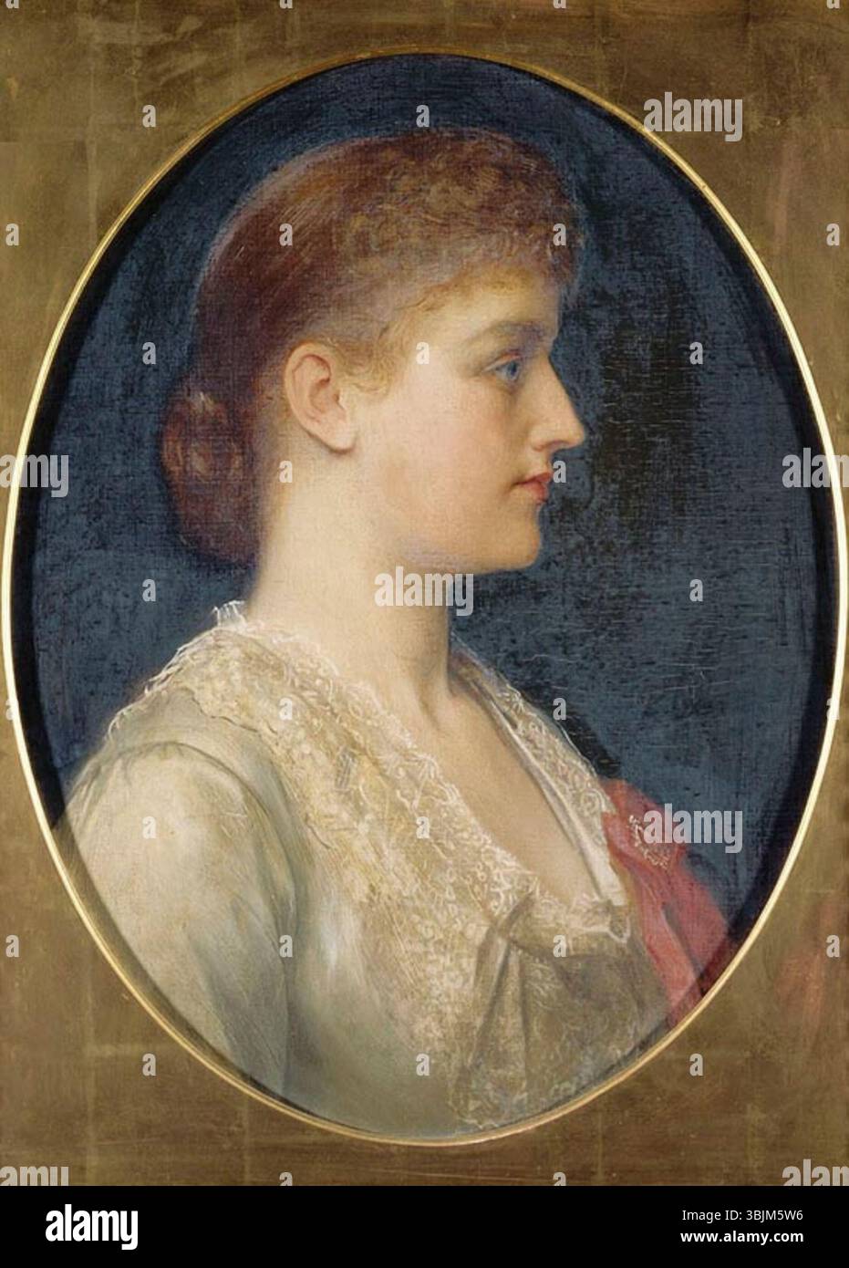 Questo ritratto ad olio del 1880 di Charles Edward Hallé raffigura Amy Gwendoline Lambart, figlia del conte di Cavan. Il dipinto enfatizza la sua grazia ed eleganza, catturando l'essenza dell'aristocrazia britannica nel XIX secolo. Foto Stock