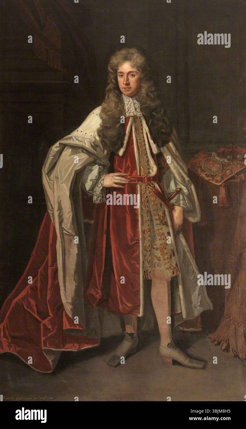 Kneller, Godfrey; George Jeffreys (1648-1689), i barone Jeffreys di Wem, Lord Chief Justice e Lord Chancellor; National Trust, Erddig; http://www.artuk.org/artworks/george-jeffreys-16481689-1st-baron-jeffreys-of-wem-lord-chief-justice-and-lord-chancellor-100043 Foto Stock