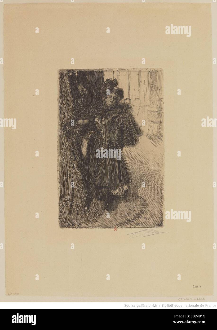 Il primo piatto, terzo stato dell'effet de nuit di Anders Zorn, è un'incisione che si concentra sugli effetti luminosi notturni, mostrando un contrasto raffinato e un lavoro di stampa dettagliato caratteristico di Zorn. Foto Stock