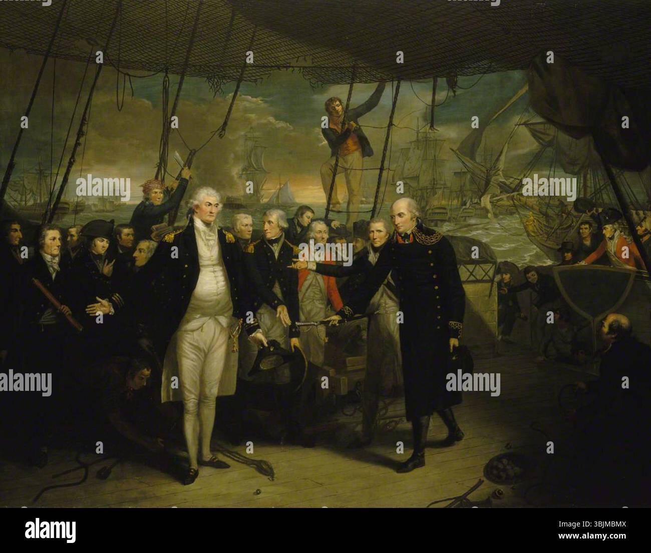 Orme, Daniel; Duncan ricevette la resa di de Winter nella battaglia di Camperdown, 11 ottobre 1797; National Maritime Museum; http://www.artuk.org/artworks/duncan-receiving-the-surrender-of-de-winter-at-the-battle-of-camperdown-11-october-1797-175235 Foto Stock