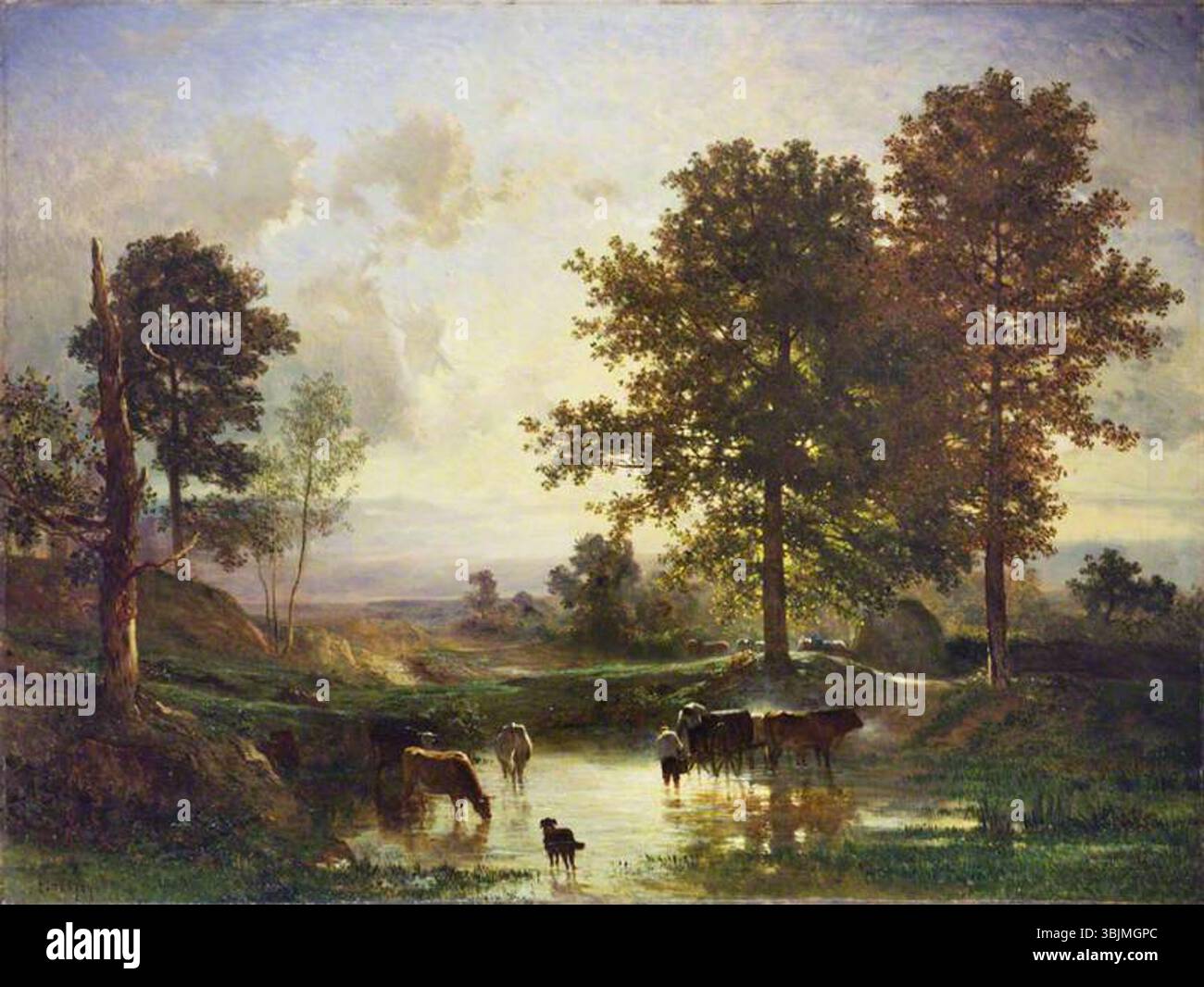 Troyon, Constant; annaffiare il bestiame; The Wallace Collection; http://www.artuk.org/artworks/watering-cattle-209360 Foto Stock