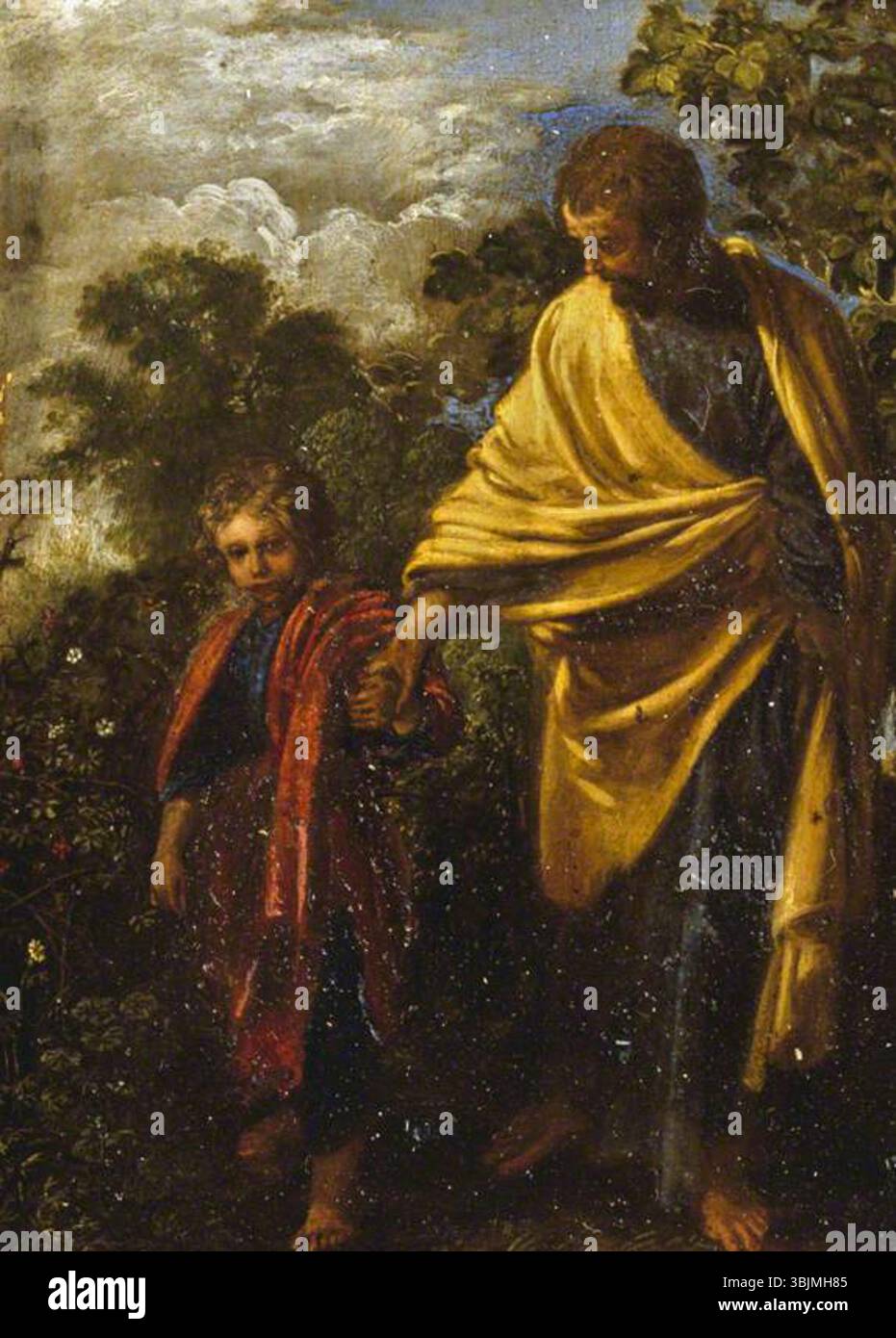 Elsheimer, Adam; San Giuseppe e il bambino Cristo; National Trust, Petworth House; http://www.artuk.org/artworks/saint-joseph-and-the-christ-child-219740 Foto Stock