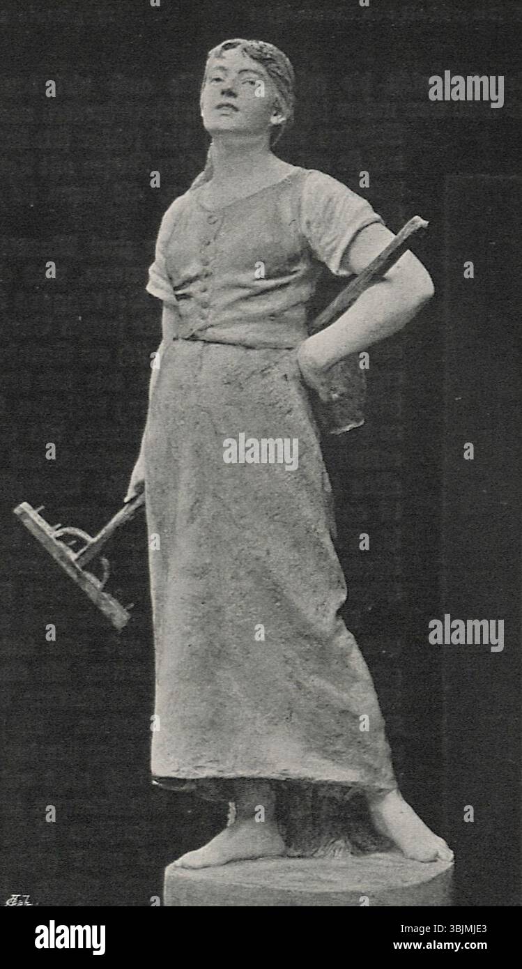 Abendlied di Ludwig Manzel, dipinto nel 1898 o prima, riflette una serena scena serale, con particolare attenzione alla calma del crepuscolo. I colori tenui del dipinto e l'atmosfera tranquilla trasmettono un senso di tranquillità e quiete. Foto Stock