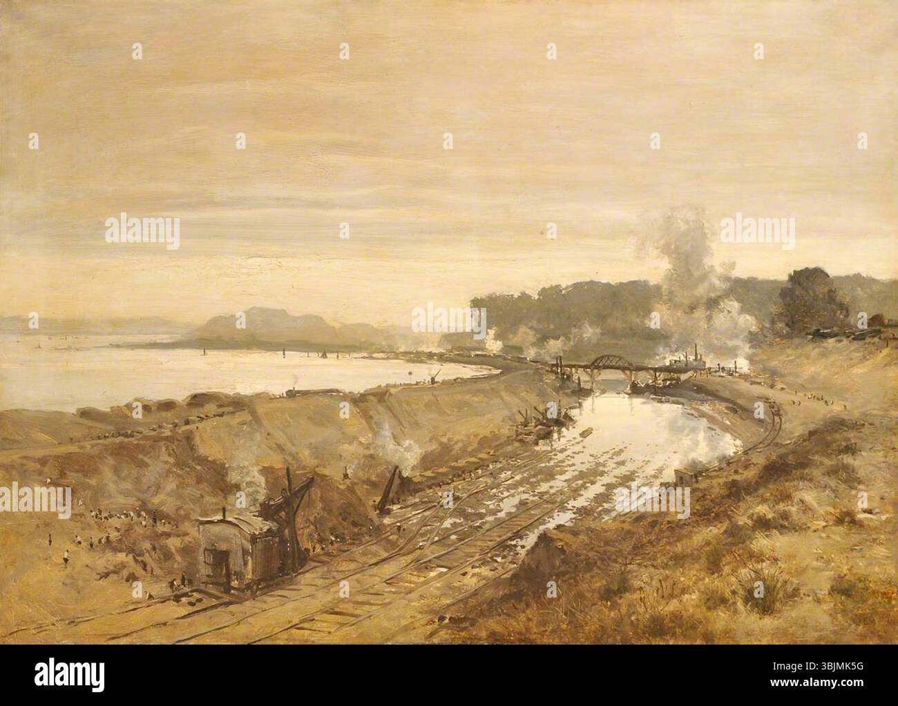 Leader, Benjamin Williams; Modello di "The Excavation of the Manchester Ship Canal" (Eastham Cutting with Mount Manisty in lontananza); National Trust, Tatton Park; http://www.artuk.org/artworks/modello-of-the-excavation-of-the-manchester-ship-canal-eastham-cutting-with-mount-manisty-in-the-distance-131354 Foto Stock