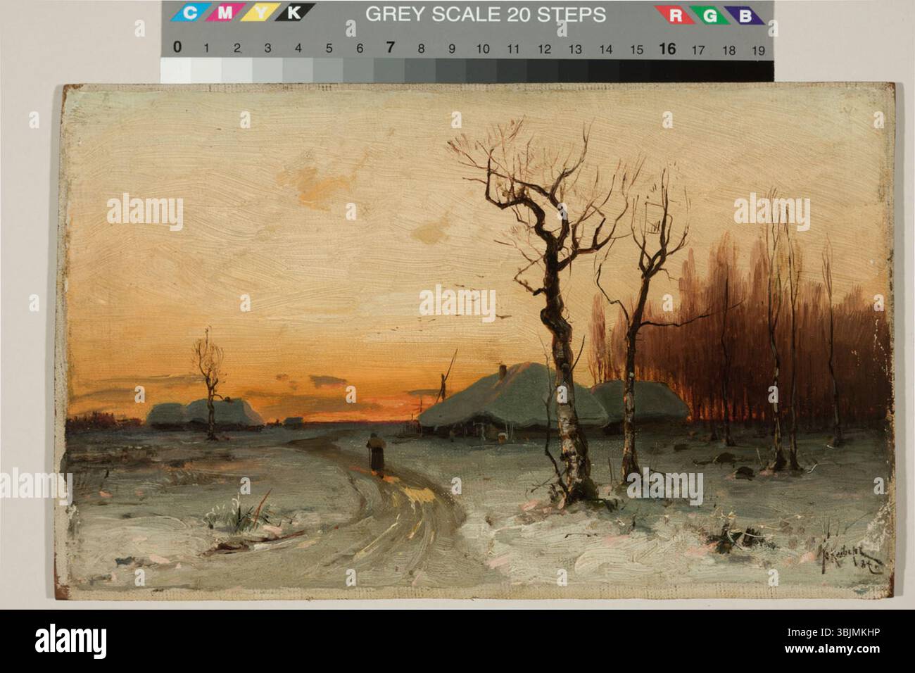 *Õhtune maastik* (scenario serale) di Julius Sergius von Klever, dipinto nel 1887 con olio su tela, ritrae un tranquillo paesaggio serale, enfatizzando la luce e l'ombra in un ambiente naturale. Foto Stock