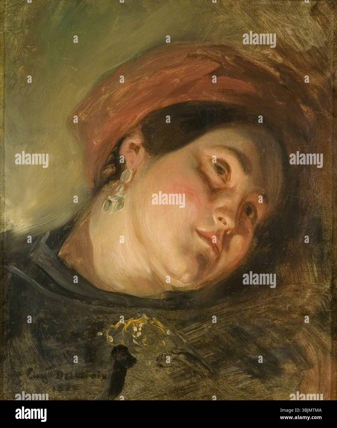 Delacroix, Eugene; Capo di una donna in un turbante rosso; Bristol Museums, Galleries & Archives; http://www.artuk.org/artworks/head-of-a-woman-in-a-red-turban-188445 Foto Stock