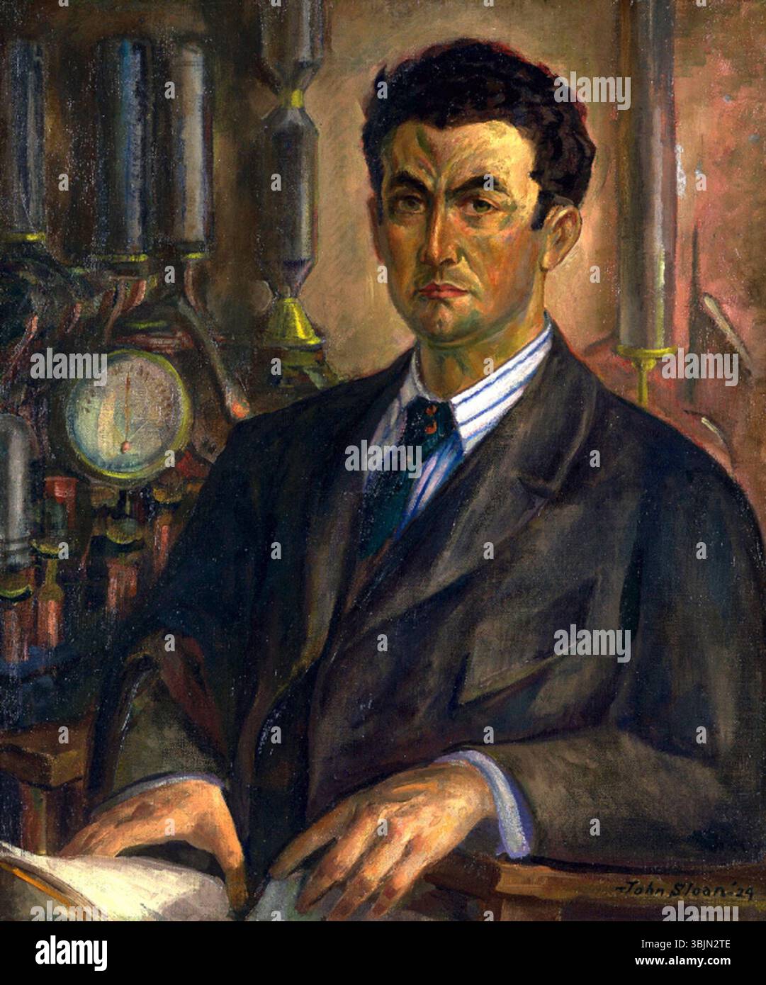 Ritratto del compositore Edgard Varèse dipinto nel 1924 dall'artista americano John Sloan. L'opera a olio su tela presenta una rappresentazione realistica di Varèse. Foto Stock