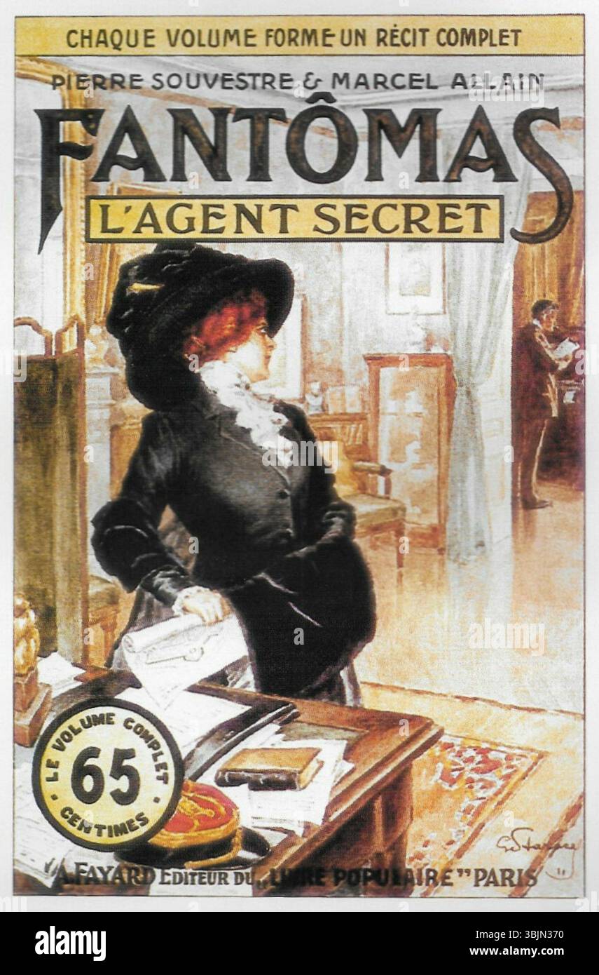 Gino Starace (1859-1950) illustrò la copertina dell'edizione 1911 di "l'Agent Secret", parte della serie "Fantômas" di Pierre Souvestre & Marcel Allain. La copertina riprende il tema dello spionaggio e degli agenti segreti del genere poliziesco. Foto Stock