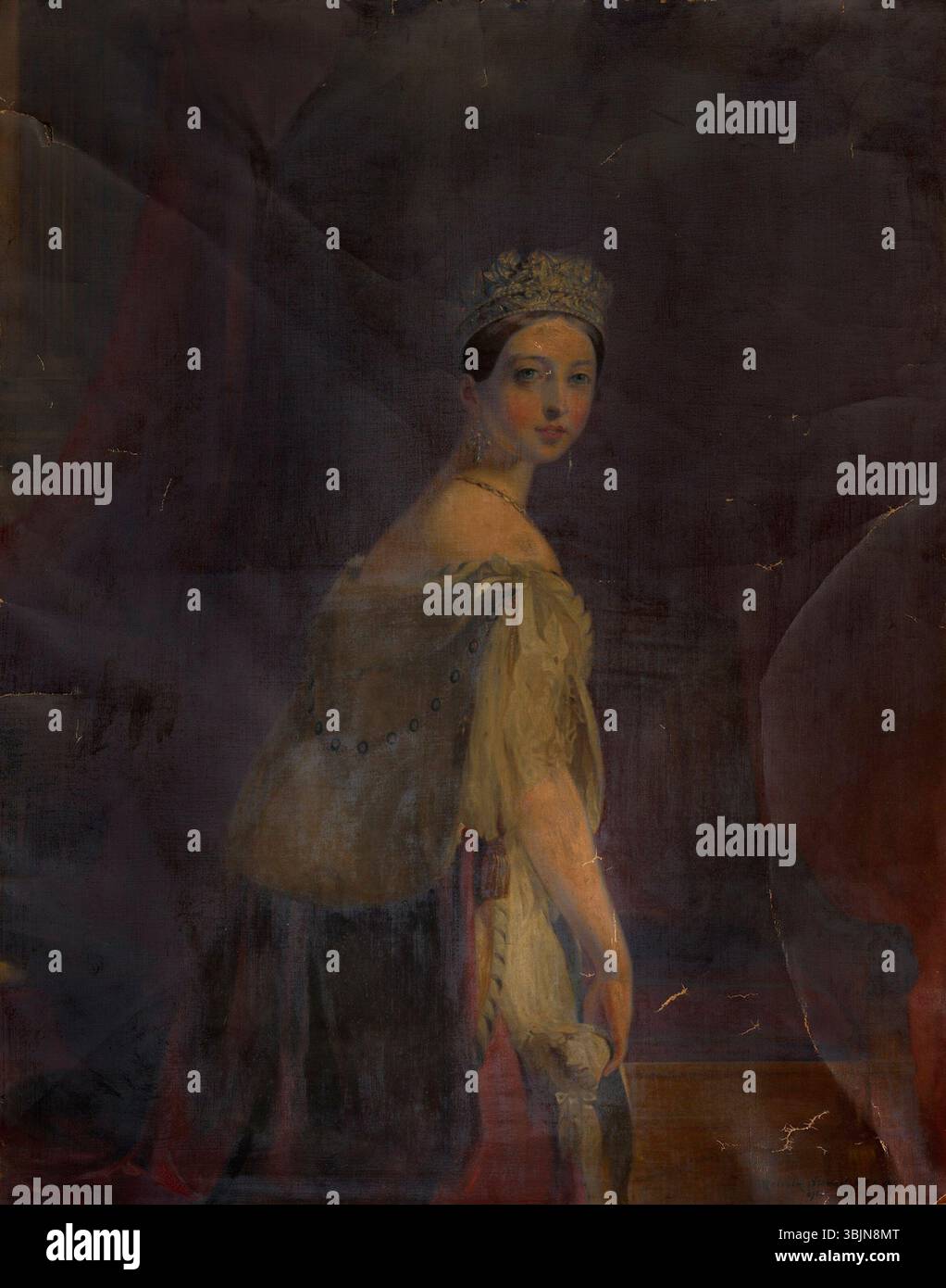 Il dipinto di Malcolm Stewart del 1899 ritrae la regina Vittoria in abito regale, enfatizzando la sua presenza dignitosa e la forza del suo carattere. Foto Stock