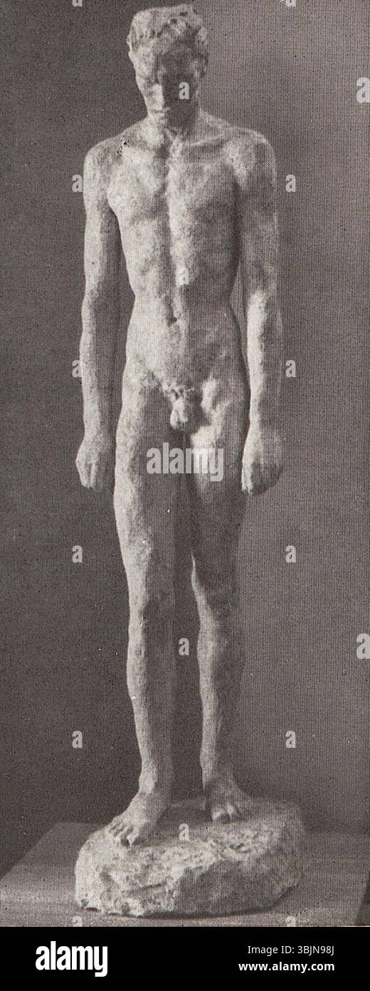 "Der Einsame" (1927) di Georg Kolbe è una scultura in bronzo raffigurante una figura solitaria. Il lavoro cattura la sensazione di isolamento, reso in linee fluide e fluide, caratteristica dello stile di Kolbe. Foto Stock