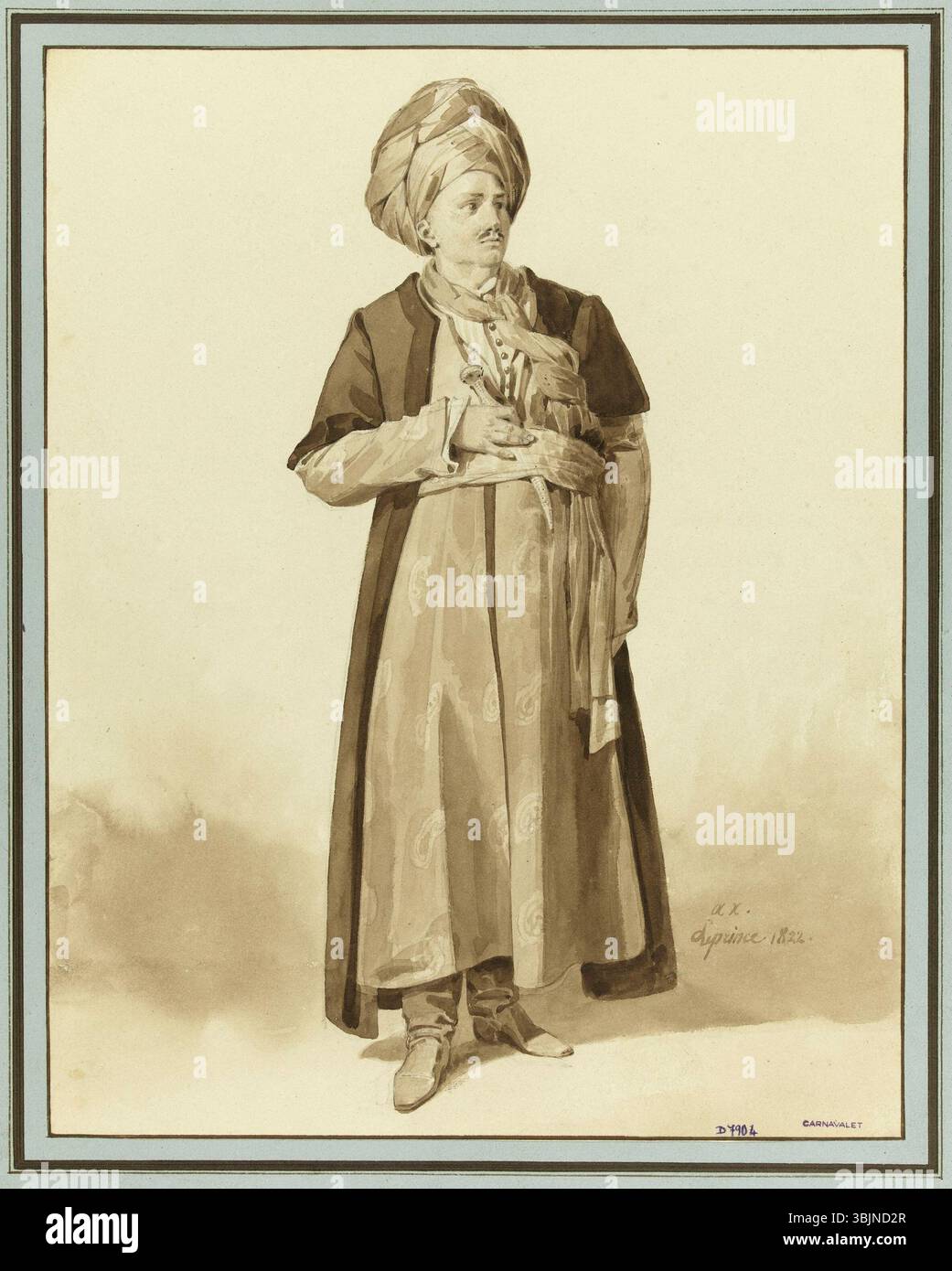 Xavier Leprince (1799-1826). "Simon Chenard (1758-1831), chanteur, dans Zémire et Azor". Lavis. 1810-1826. Parigi, musée Carnavalet. Foto Stock