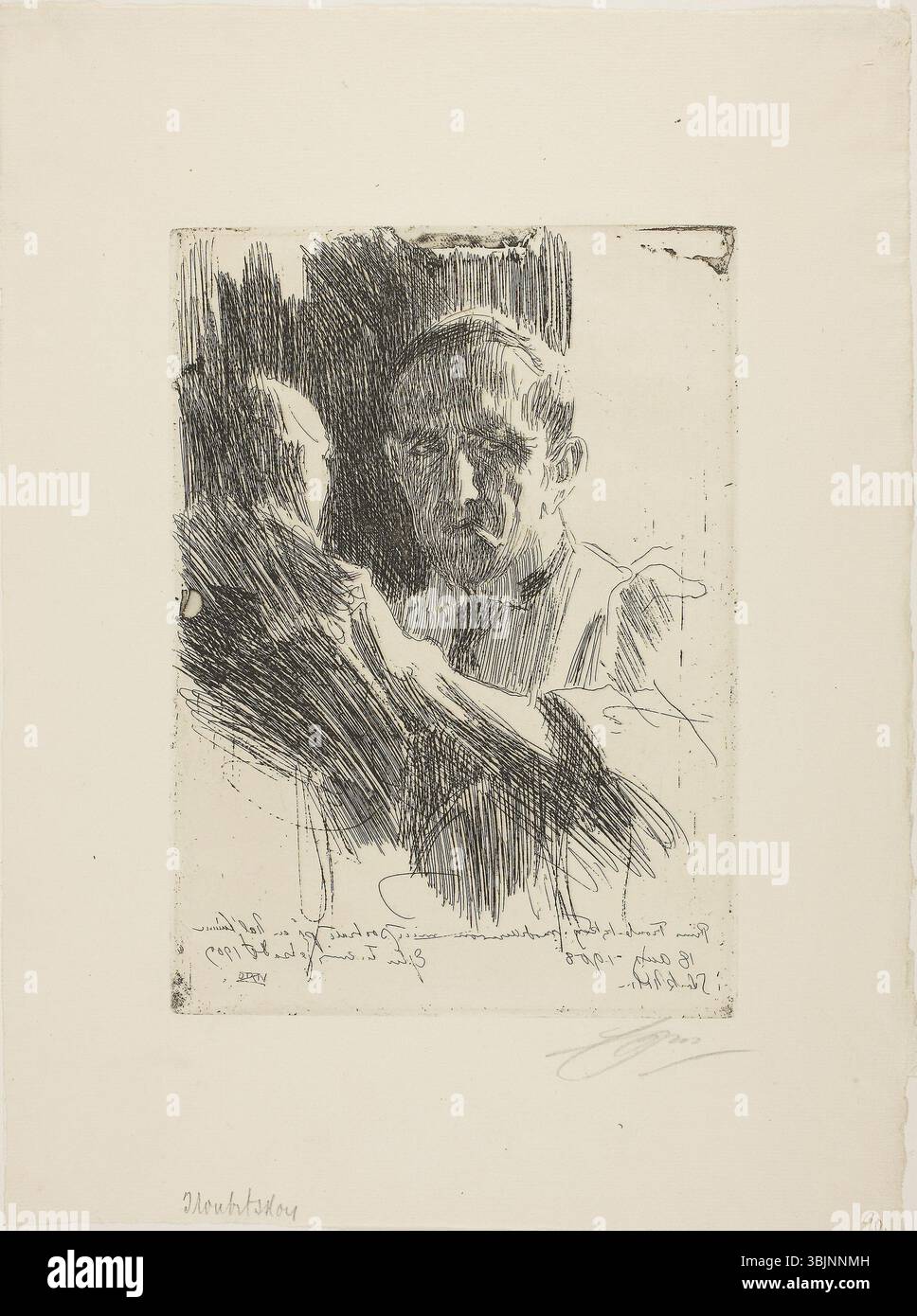 Il ritratto del busto del 1927 di Anders Zorn del principe Paul Troubetzkoy cattura la figura nobile in grande dettaglio. Il lavoro mostra la maestria di Zorn nel ritrattismo, concentrandosi sul comportamento regale e sulle caratteristiche del soggetto. Foto Stock