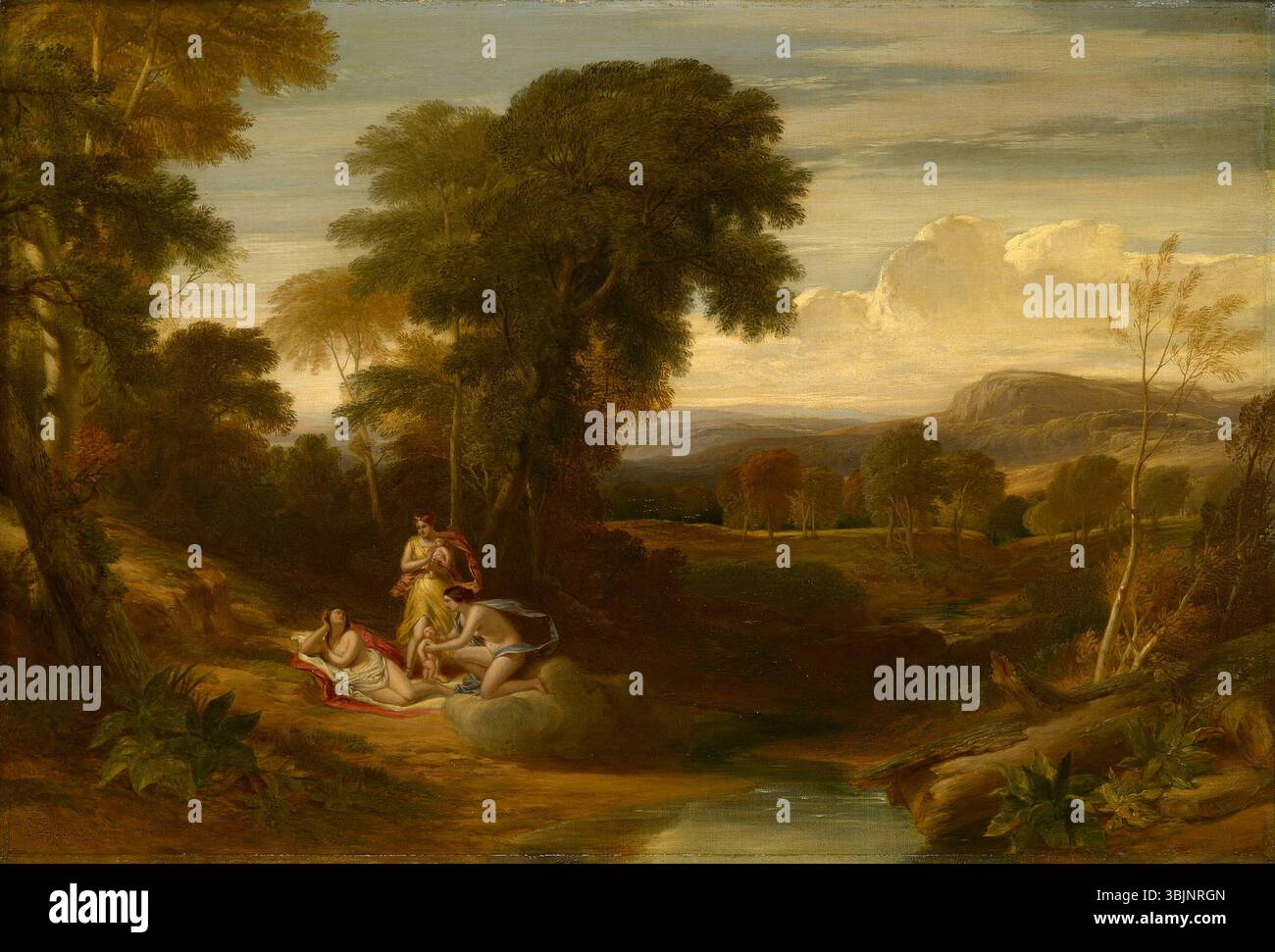 Il dipinto ad olio di William Leighton Leitch del 1849-50 "The Birth of Belphoebe and Amoret" illustra una scena mitologica con figure tratte da "The Faerie Queene" di Edmund Spenser. Il dipinto mostra un momento fantastico, caratterizzato da rappresentazioni simboliche di virtù e bellezza, con colori vibranti e composizione dinamica. Foto Stock Il dipinto ad olio di William Leighton Leitch del 1849-50 "The Birth of Belphoebe and Amoret" illustra una scena mitologica con figure tratte da "The Faerie Queene" di Edmund Spenser. Il dipinto mostra un momento fantastico, caratterizzato da rappresentazioni simboliche di virtù e bellezza, con colori vibranti e composizione dinamica. Foto Stock