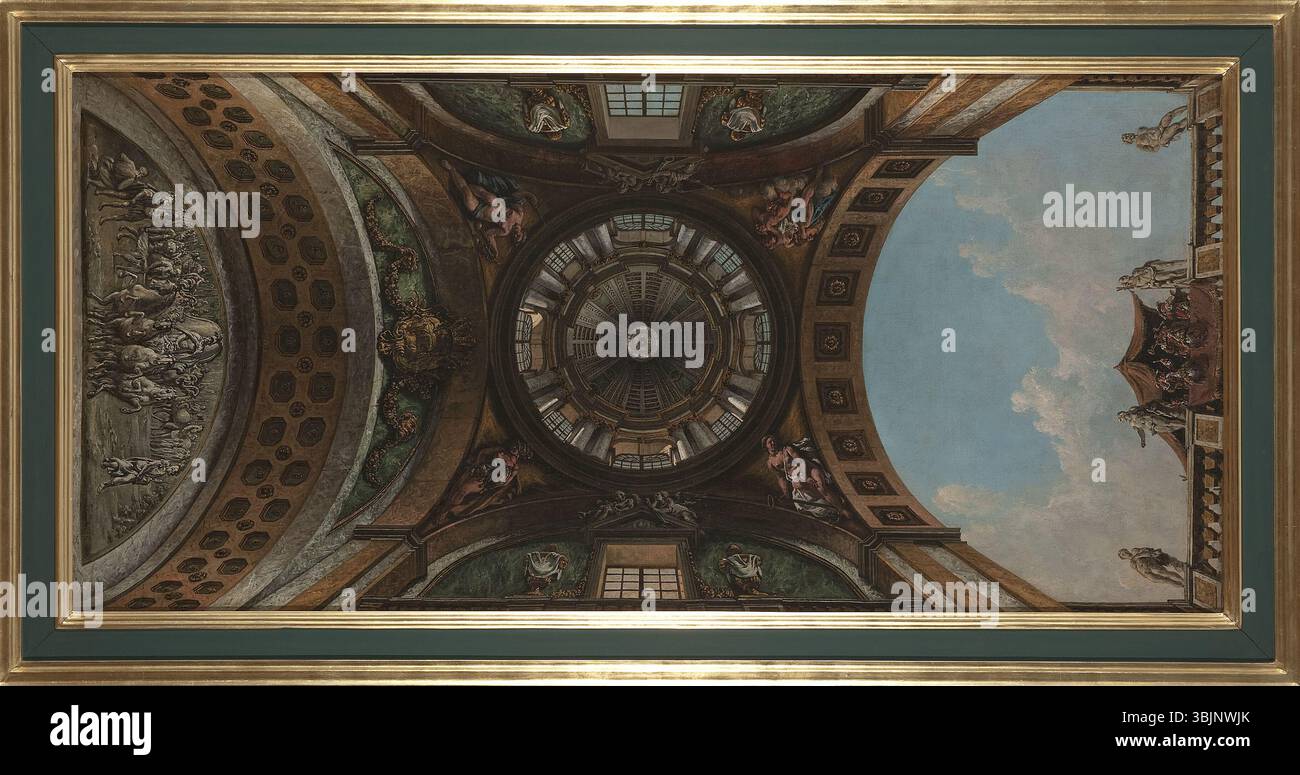 MP 3135; Bellotto, Bernardo (1722-1780) (malarz); Projekt malowideł W sali Zamku Ujazdowskiego W Warszawie /?/; 1767/68; olej; płótno; 162 x 76,5 Foto Stock