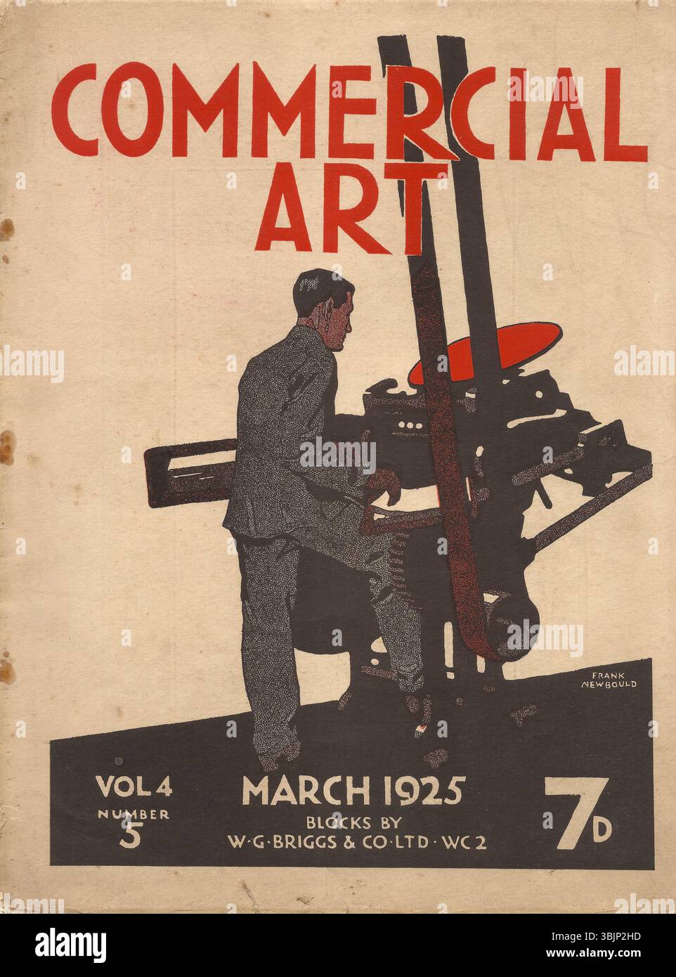 La copertina della rivista "Commercial Art" del marzo 1925 presenta un'opera d'arte di Frank Newbould, che mostra le tendenze del design commerciale e dell'illustrazione dei primi anni del XX secolo. Foto Stock