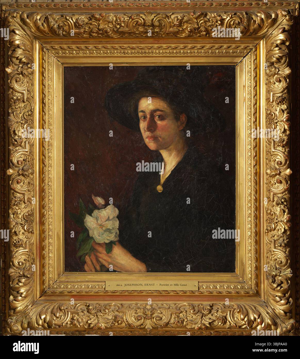 In *Ritratto di Mlle Genet*, Ernst Josephson cattura l'eleganza e la grazia del suo soggetto, mostrando il suo talento nel ritrarre caratteristiche e personalità raffinate. Dipinto nel 1887, l'opera è un esempio della maestria di Josephson nella ritrattistica realistica. Foto Stock