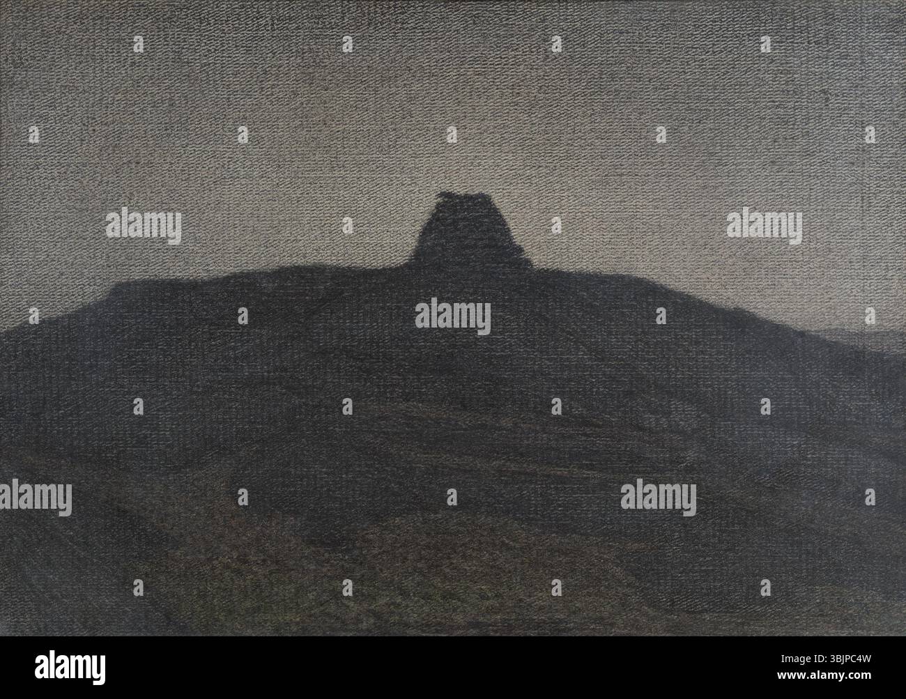 "Twilight in Spring II" di Karl Nordström cattura l'atmosfera tranquilla di una scena crepuscolare primaverile. Il dipinto presenta sottili effetti di luce mentre il sole tramonta, che proiettano un soffice bagliore sul verde fresco. Foto Stock