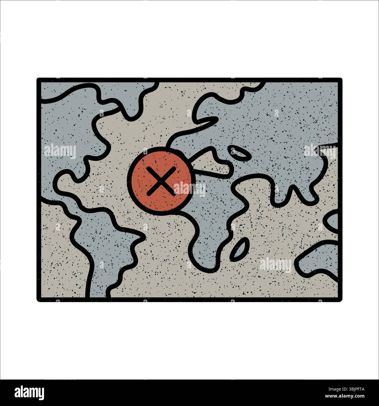Mappa che evidenzia una posizione con un segno X. Illustrazione Vettoriale Mappa che evidenzia una posizione con un segno X. Illustrazione Vettoriale