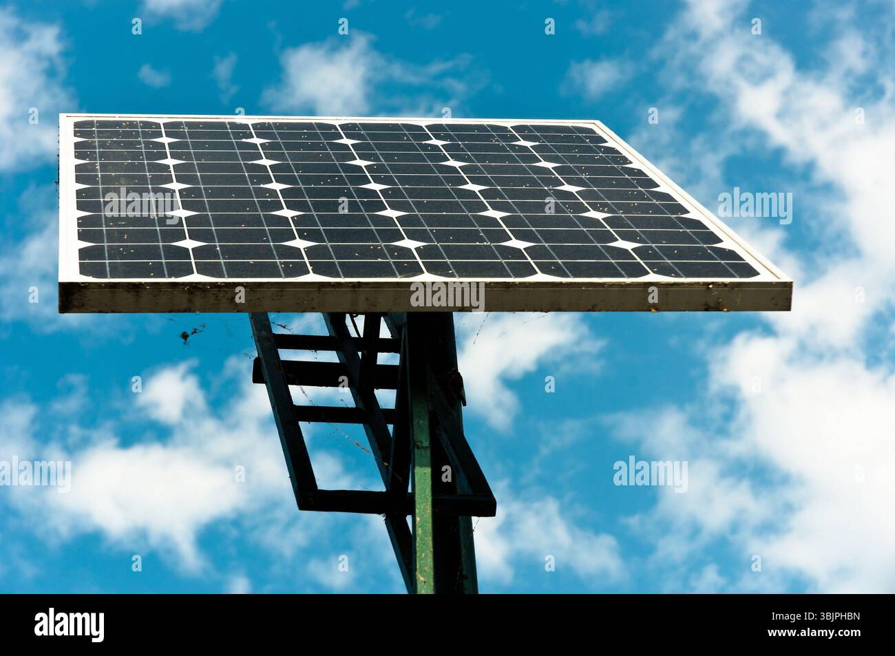 Pannelli solari che guardano verso il cielo Foto Stock