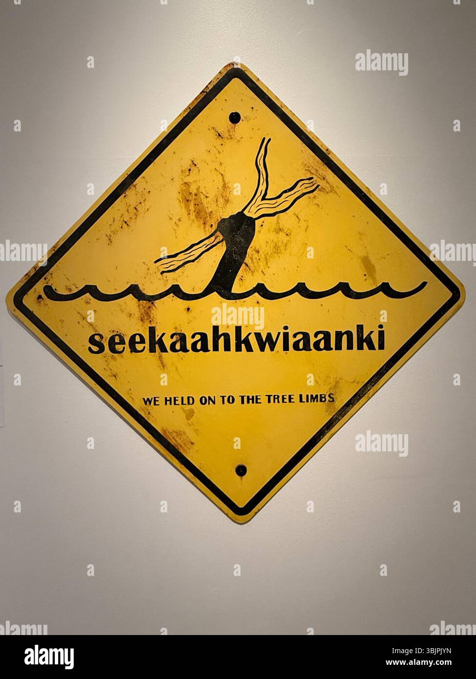 Parole di Miami su un cartello, Eiteljorg Museum of American Indians and Western Art, Indianapolis, Indiana, USA Foto Stock