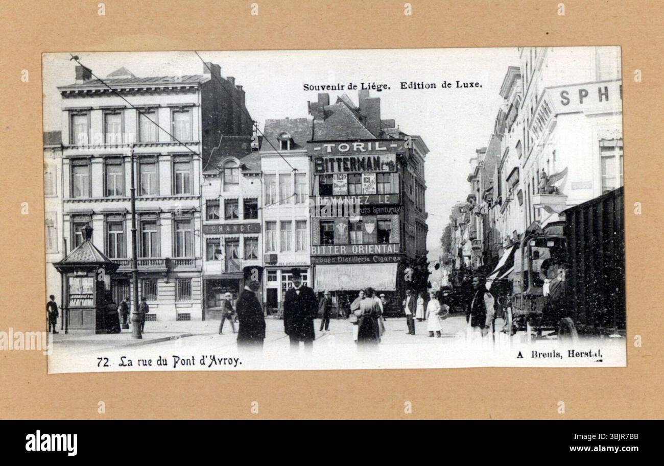 Rue du Pont d'Avroy. Souvenir de Liegi, edizione di lusso fine XIX secolo e inizio XX secolo Foto Stock