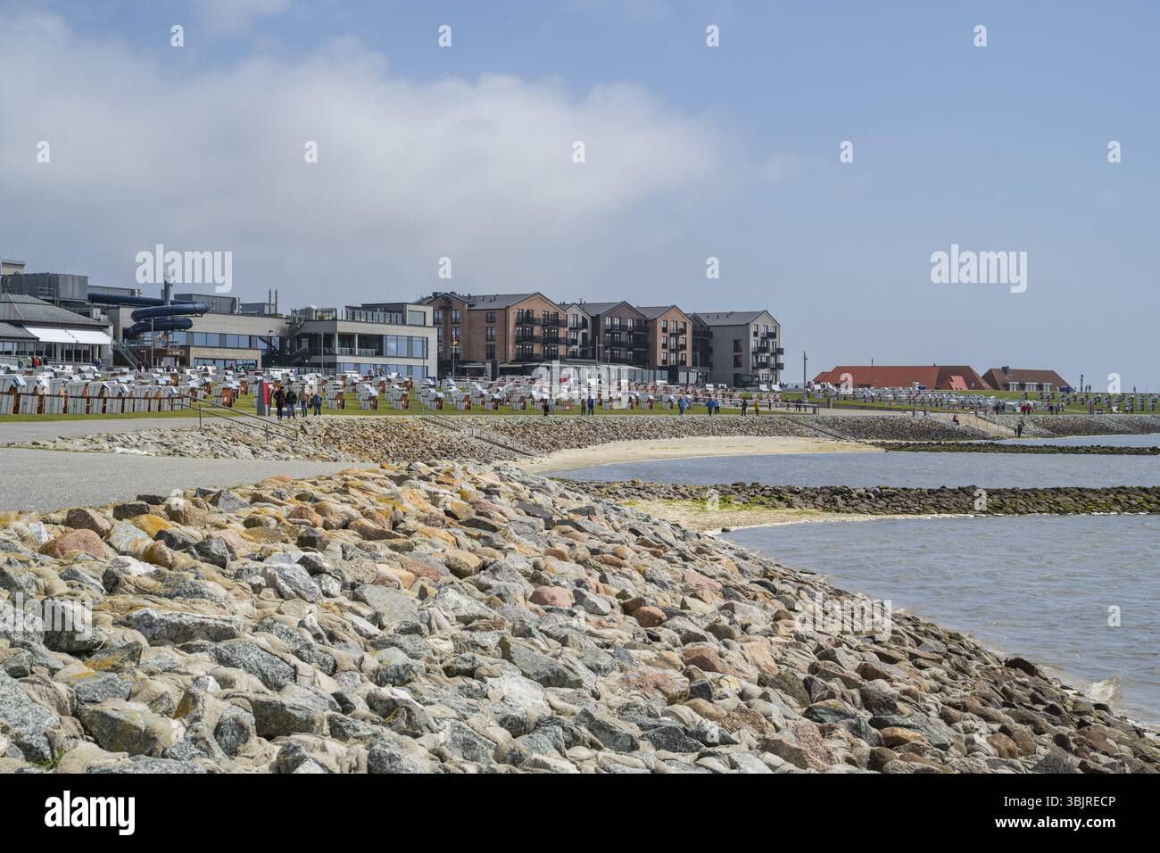 Costa e spiaggia verde, centro, Buesum, Mare del Nord, Schleswig-Holstein, Germania, Europa Foto Stock