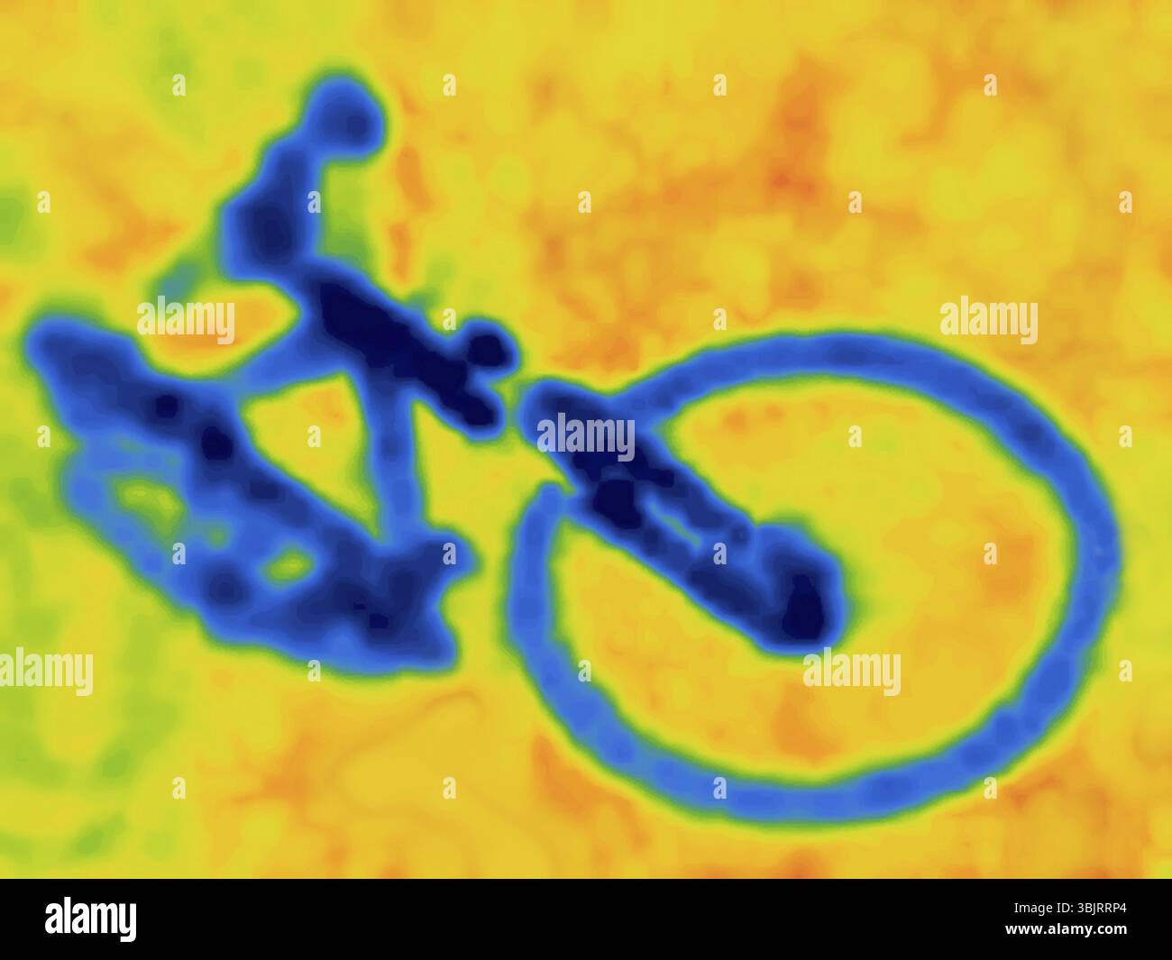 Blue Bike fuori dal comune. Inpressionismo termico. Immagine dalla termocamera Foto Stock