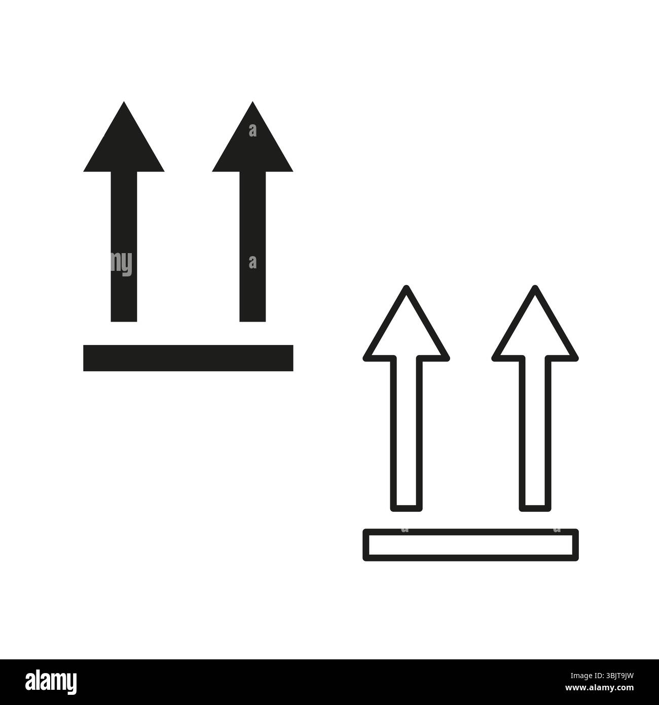 Icona a doppia freccia. Simbolo nero verticale. Semplice direzione verso l'alto. Segno di movimento vettoriale. Illustrazione Vettoriale