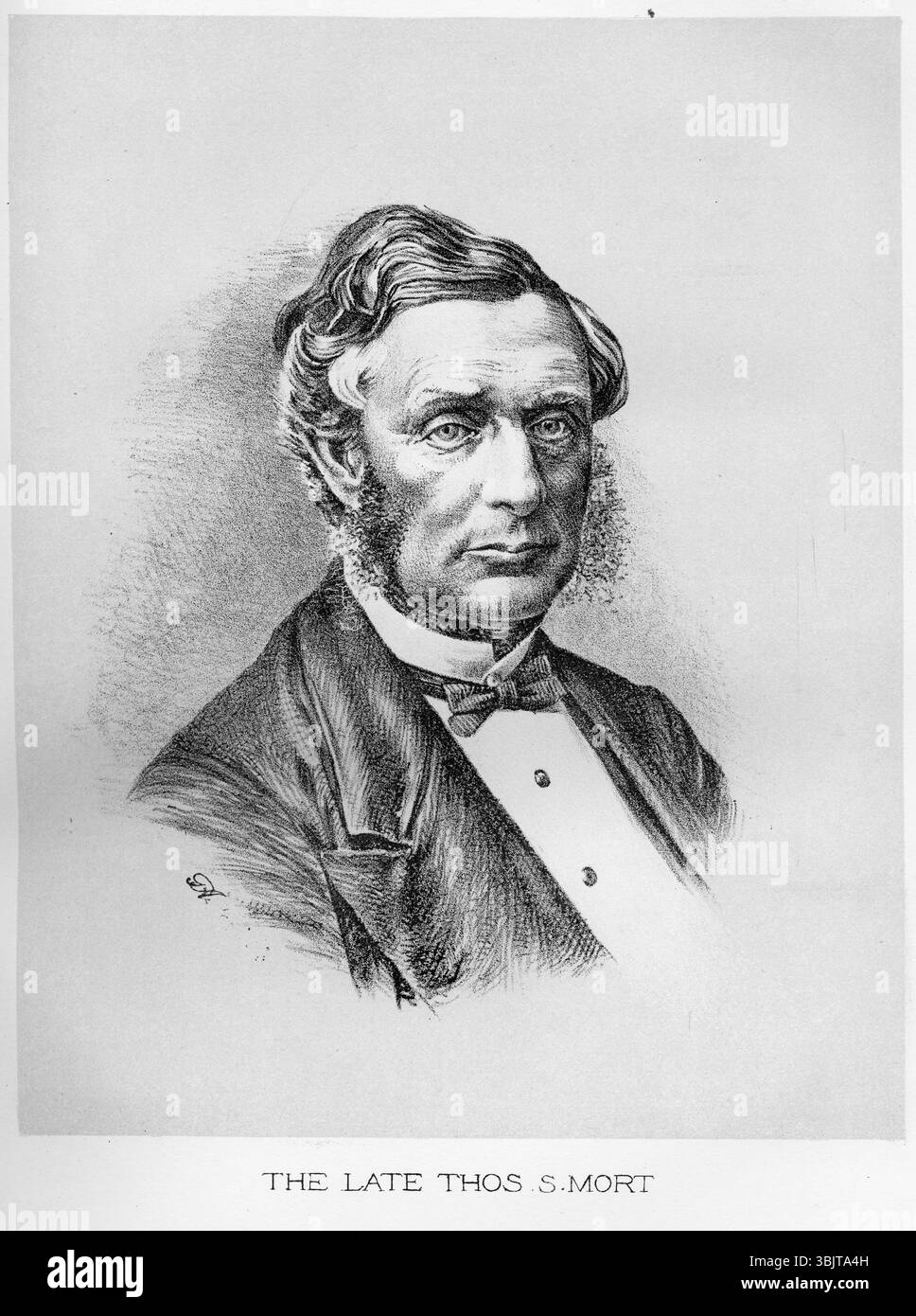Thomas Sutcliffe Mort (1816 – 1878) industriale australiano che migliorò la refrigerazione della carne. Era rinomato per le speculazioni nell'industria pastorale locale e per le attività industriali come le sue acciaierie nel Darling Harbour di Sydney e i lavori di ingegneria e bacino di carenaggio a Balmain. Foto Stock