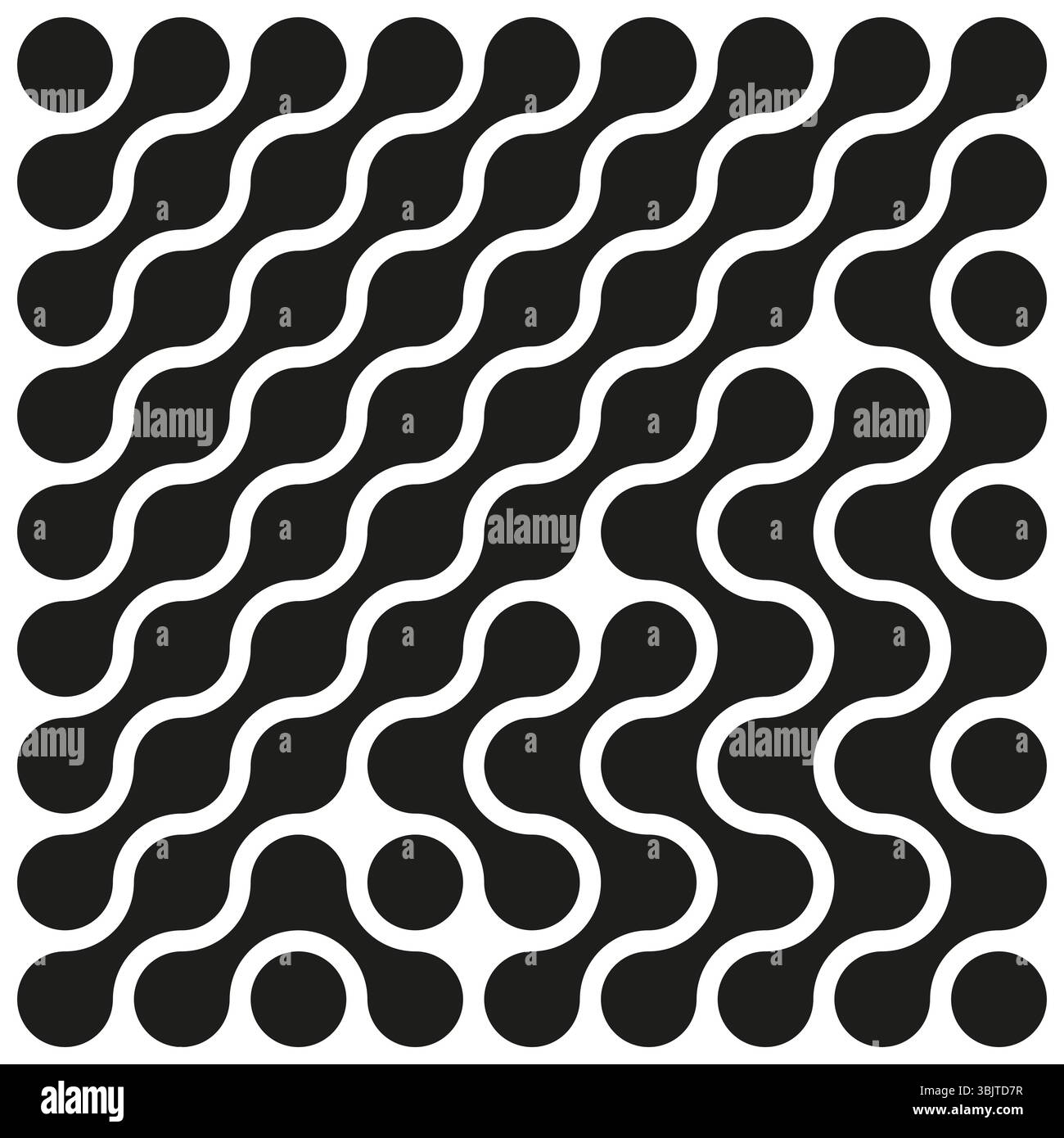 Schema della linea ondulata. Design a strisce curve. Struttura dell'onda vettoriale. Contrasto bianco e nero. Illustrazione Vettoriale