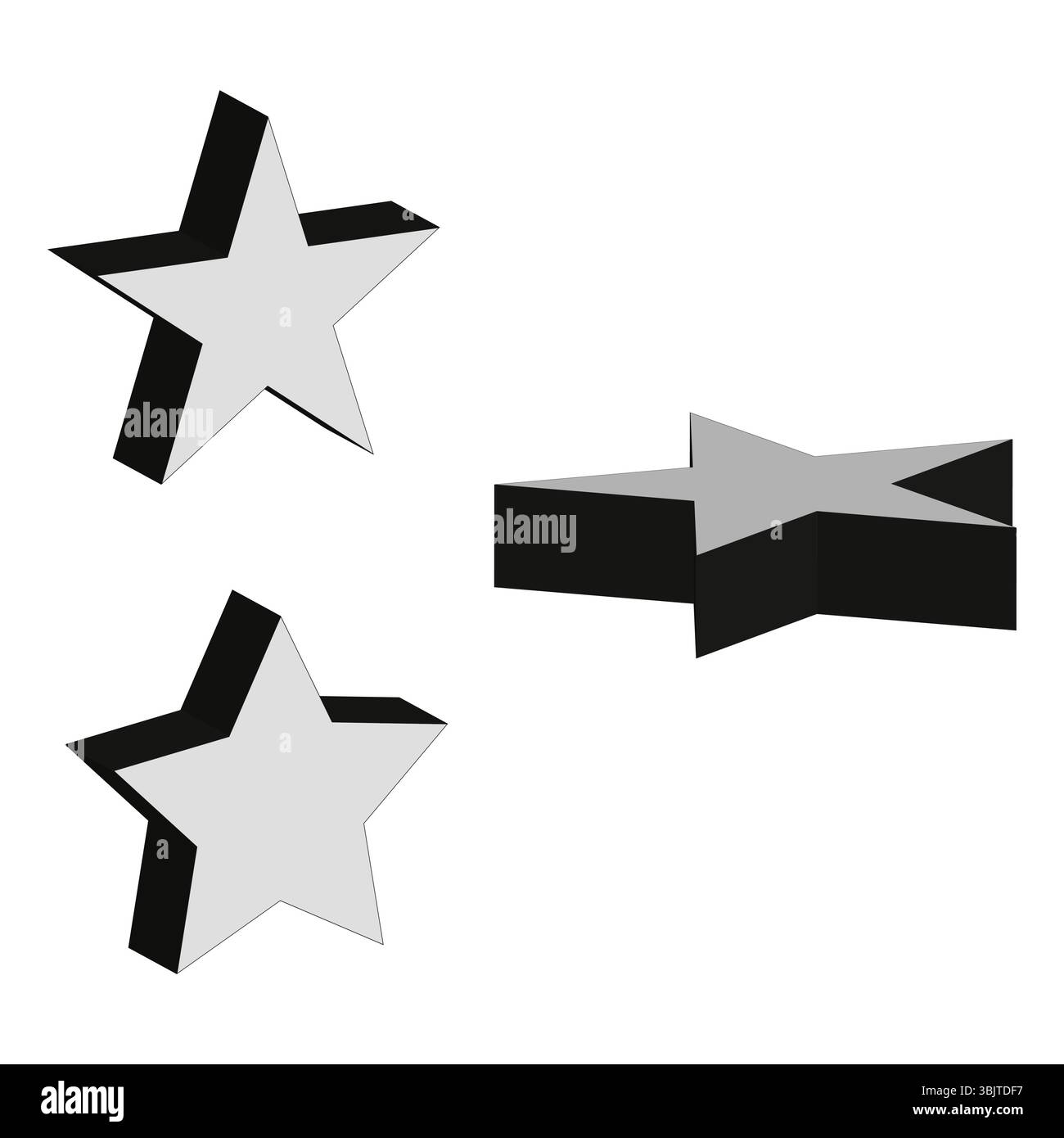 Icona forme a stella. Collezione astratta di stelle. Elementi cosmici vettoriali. Cifre nere piene. Illustrazione Vettoriale