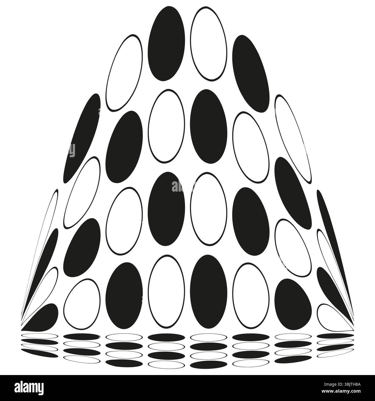 Design a goccia. Disposizione di forma ovale. Elementi decorativi vettoriali. Composizione in bianco e nero. Illustrazione Vettoriale