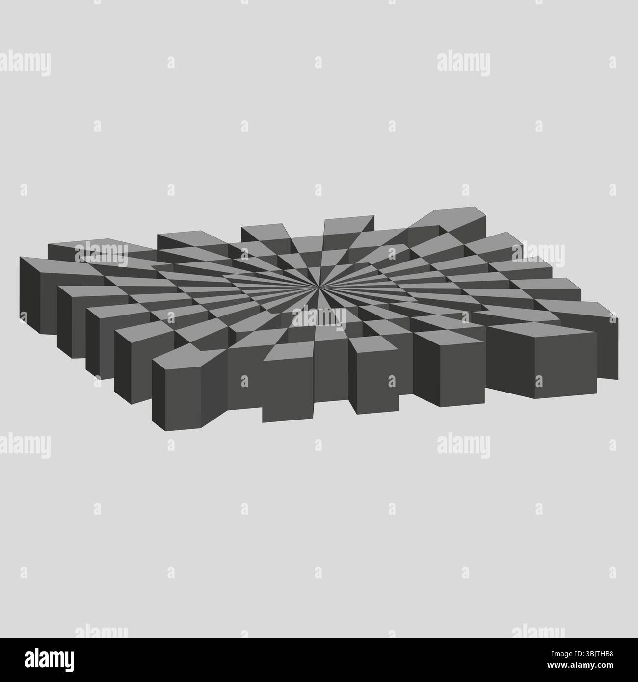 Struttura dei blocchi 3D. Volume bianco e nero. Forma geometrica del cubo. Forma vettoriale prospettica. Illustrazione Vettoriale