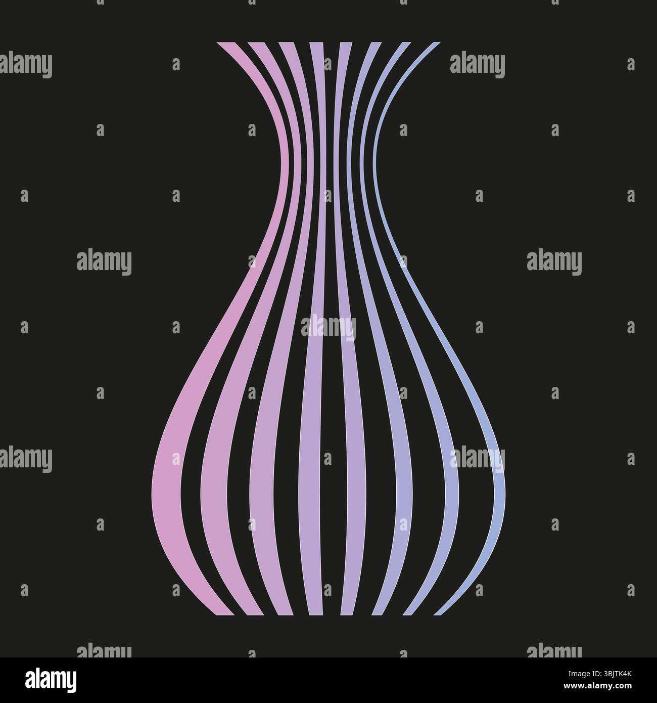 Elegante forma di vaso. Vaso ornamentale a strisce. Oggetto decorativo stilizzato. Illustrazione del vettore di gradiente. Illustrazione Vettoriale