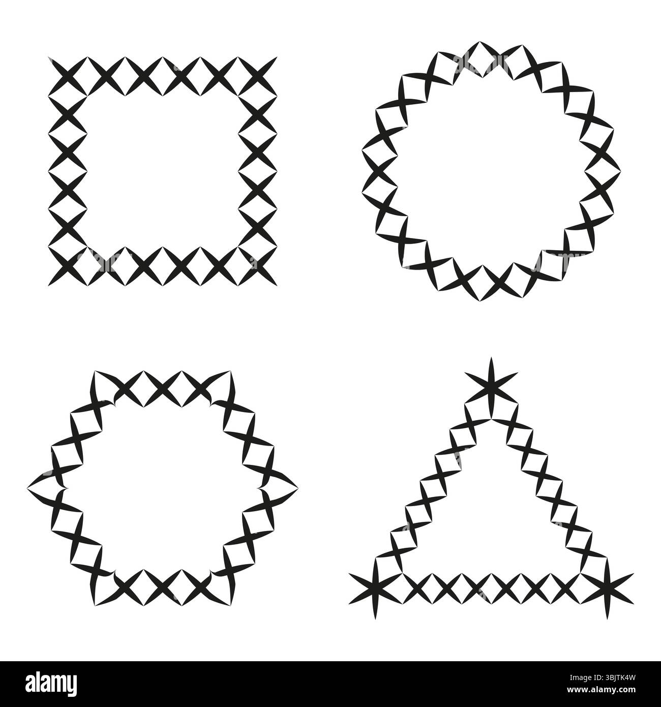 Icona del riquadro trasversale. Forma del bordo geometrico. Elemento vettoriale decorativo. Semplice contorno nero. Illustrazione Vettoriale