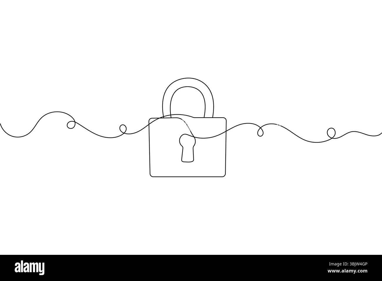 Icona a forma di lucchetto continua disegno a una linea illustrazione vettoriale del contorno Illustrazione Vettoriale