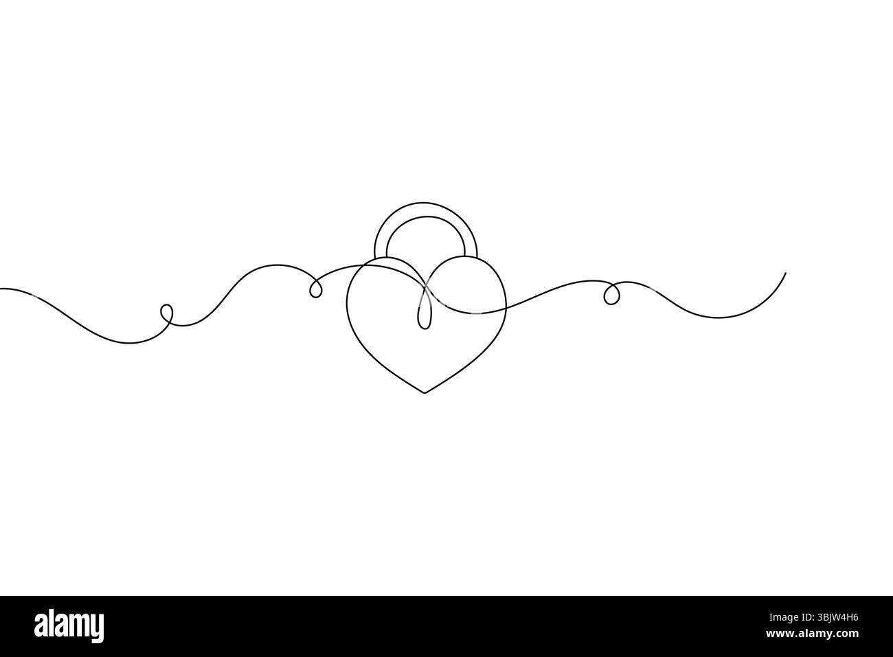 Icona a forma di lucchetto continua disegno a una linea illustrazione vettoriale del contorno Illustrazione Vettoriale