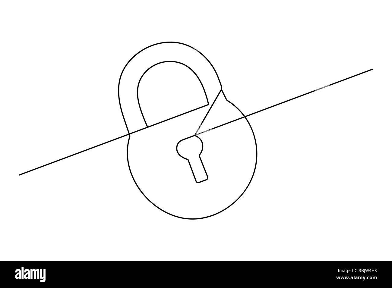 Icona a forma di lucchetto continua disegno a una linea illustrazione vettoriale del contorno Illustrazione Vettoriale