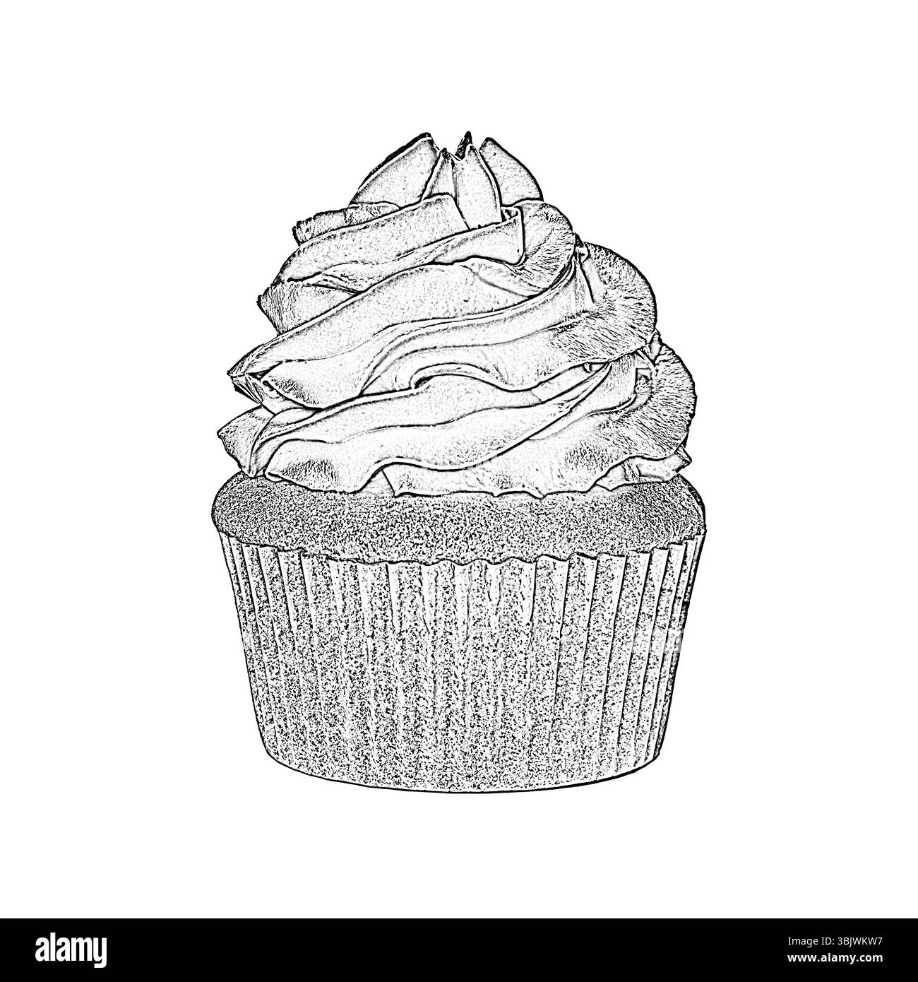 Schizzo grafico del cupcake su sfondo bianco Foto Stock