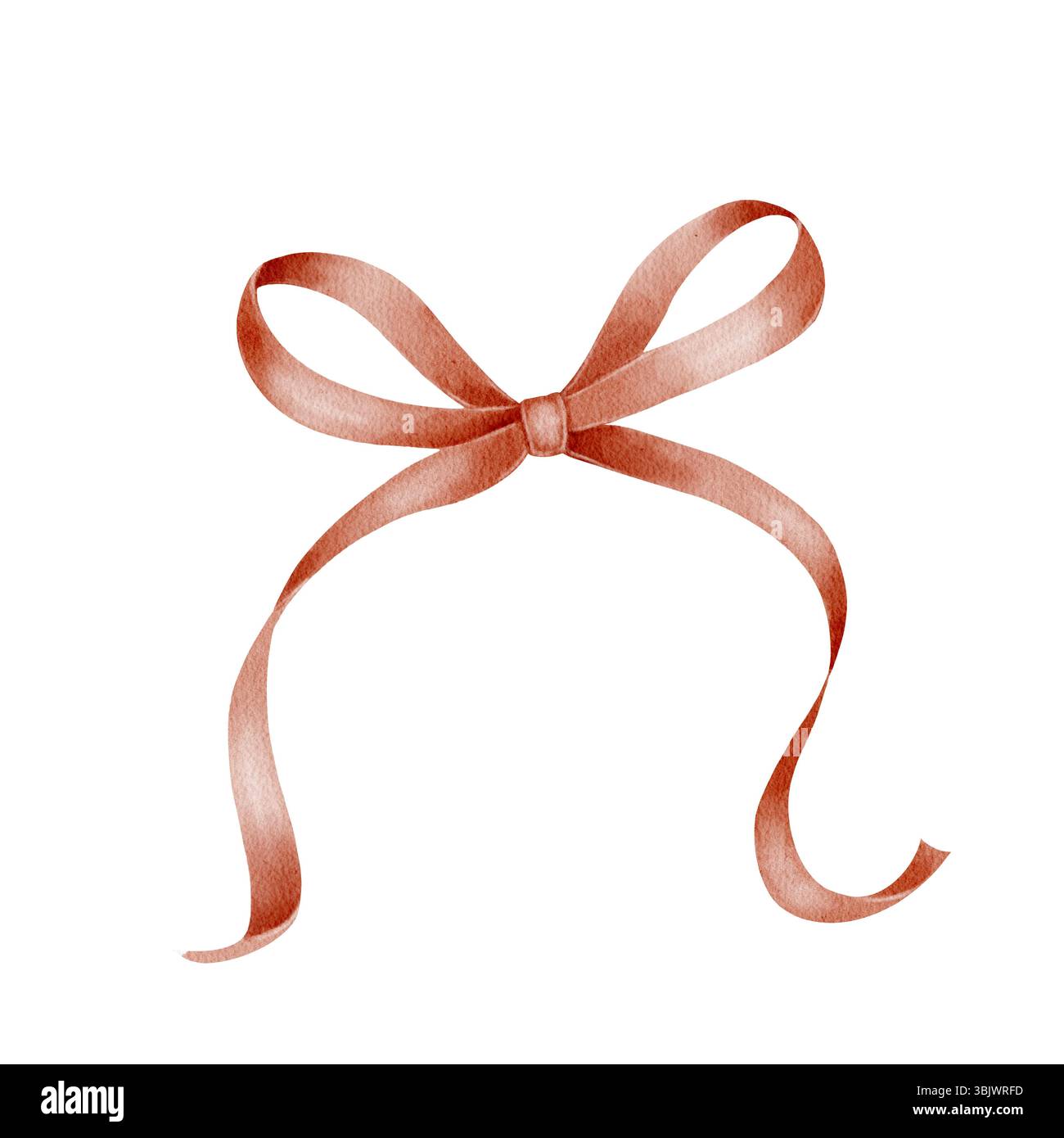 Arco a nastro, disegno in stile acquerello. Ideale per il design di regali, decorazioni natalizie, biglietti per festività, confezioni per feste, decorazioni per matrimoni, progetti celebrativi e scrapbooking. Foto Stock