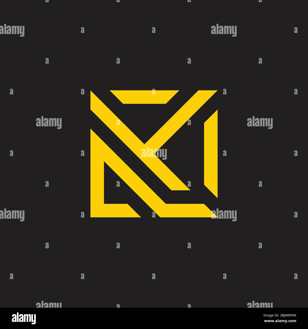 letter ny square è un vettore geometrico giallo lineare del logo Illustrazione Vettoriale