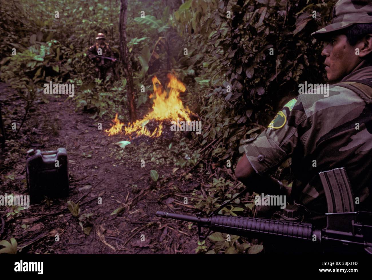 Il PSNU ha sostenuto il progetto per assistere la polizia antidroga e l'esercito boliviano nelle incursioni nei laboratori della giungla amazzonica per la raffinazione delle foglie di coca. Foto Stock