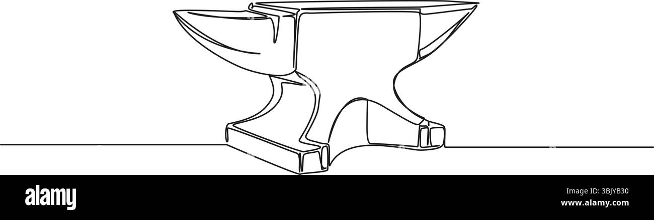 disegno continuo a linea singola di un'incudine, illustrazione vettoriale di disegni al tratto Illustrazione Vettoriale