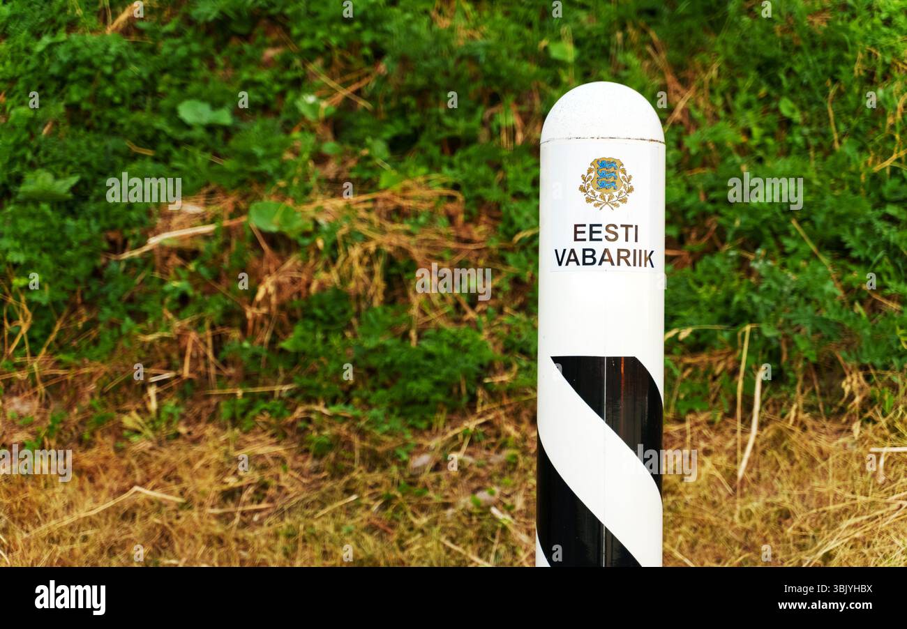 Posto di frontiera della Repubblica di Estonia. Foto Stock