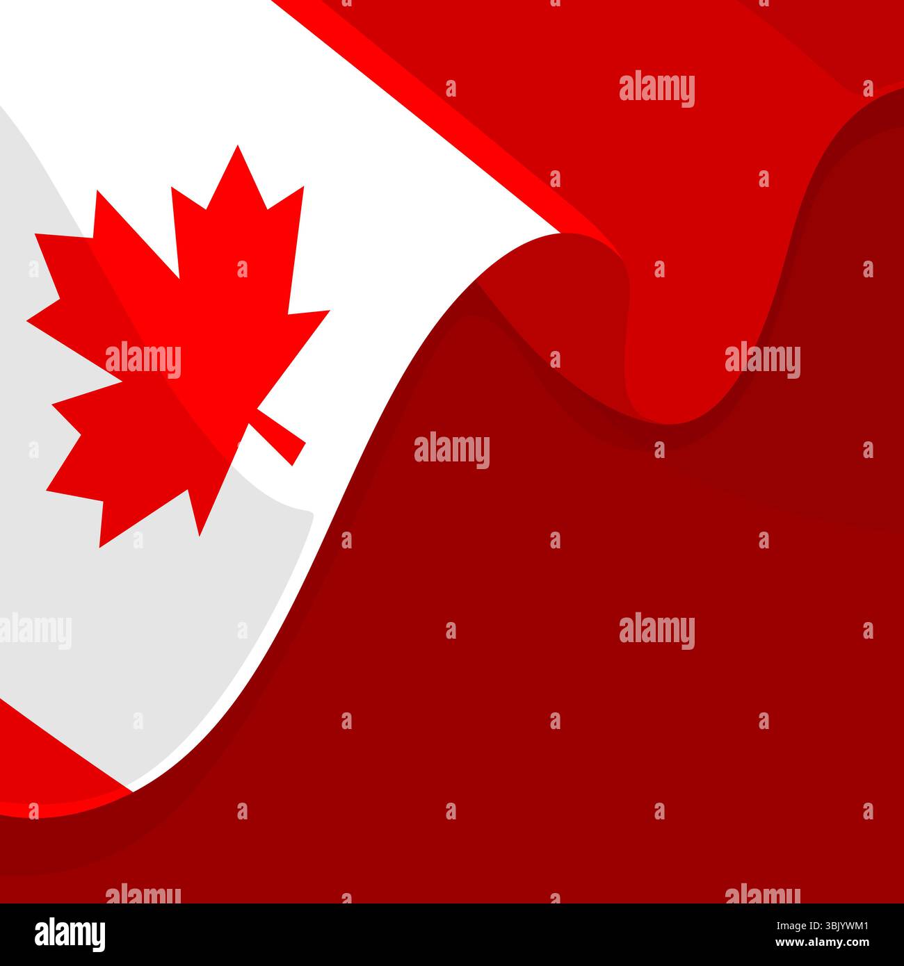 Bandiera canadese su sfondo rosso con spazio per le copie e foglia d'acero adatta per i giorni importanti legati al Canada Illustrazione Vettoriale