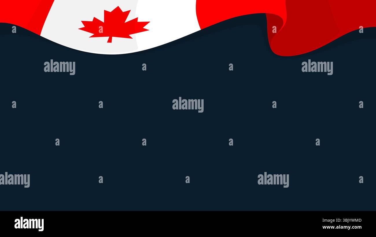 Modello di sfondo flag Canada. Copia sfondo scuro dello spazio con bandiera canadese adatto per eventi legati al Canada Illustrazione Vettoriale