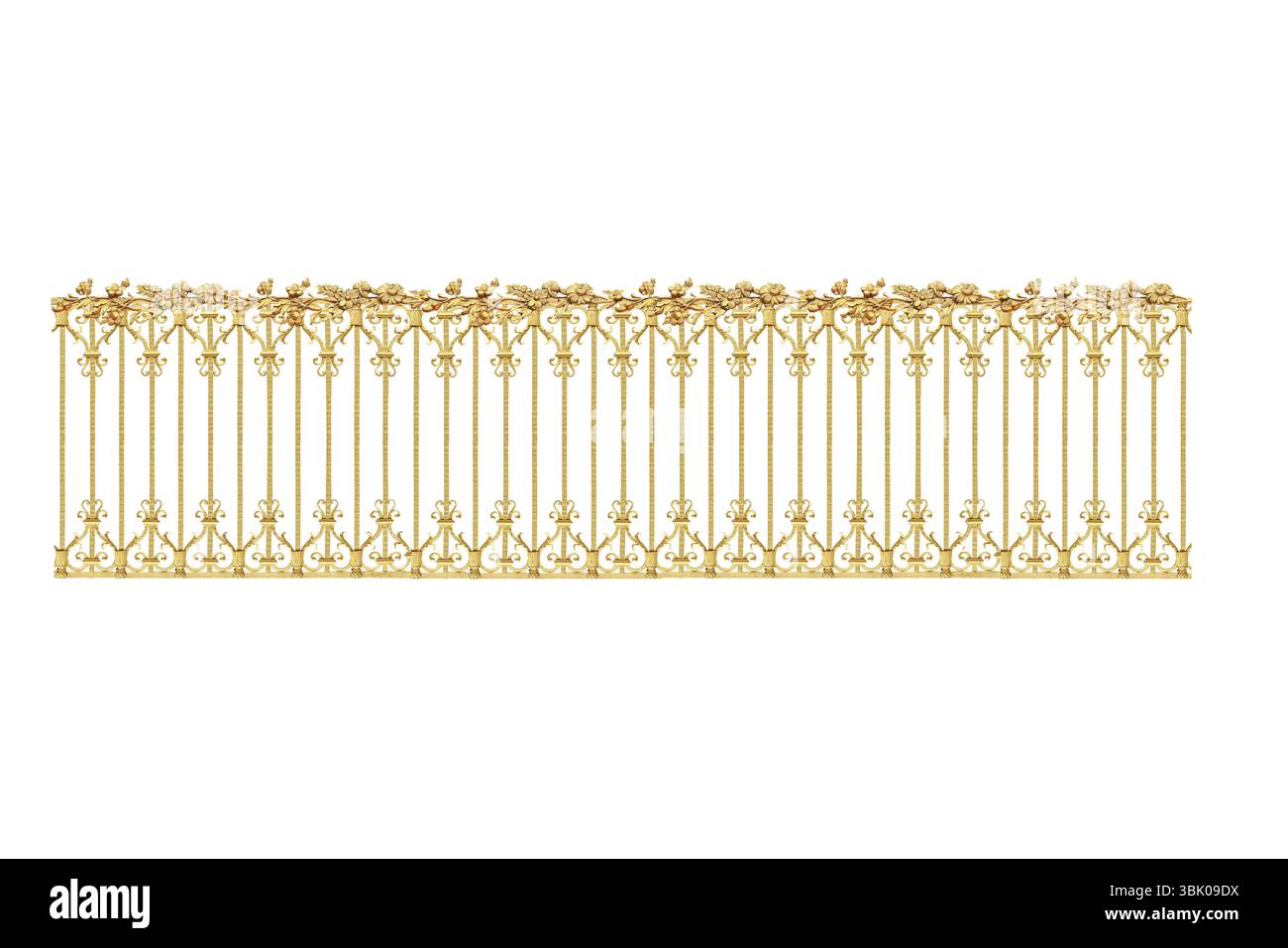 cancelli dorati isolati su sfondo bianco Foto Stock